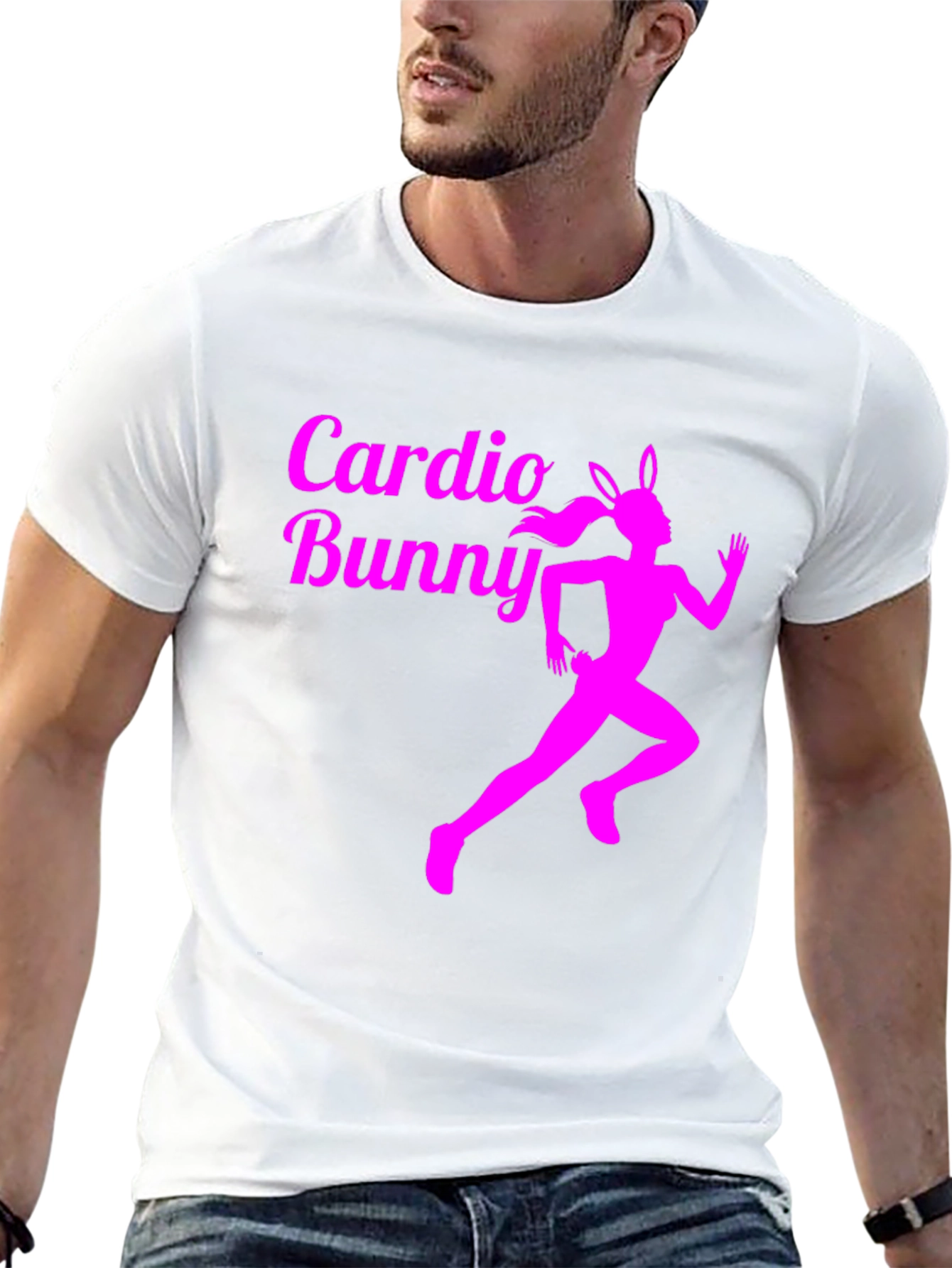 Cardio Bunny Graphic Tee - Running Rabbit Design