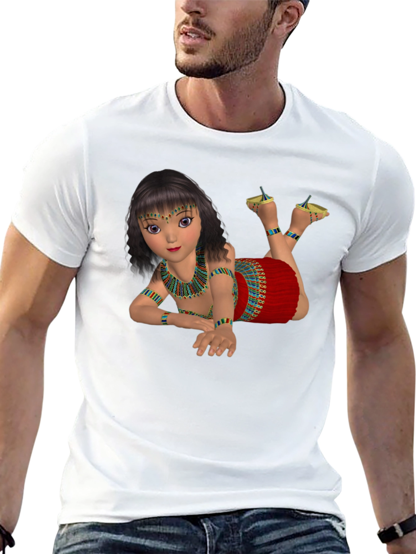 Egyptian Girl Graphic Tee - Black Cotton Shirt