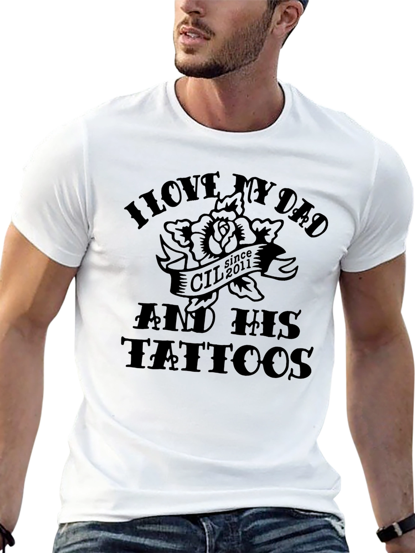 I Love My Dad Tattoos Mens Black Tee Shirt