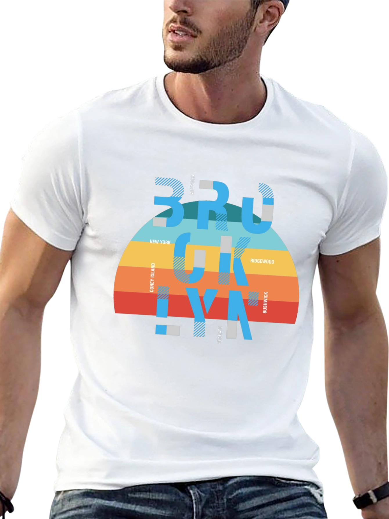 Brooklyn Graphic Tee - Retro Striped Design