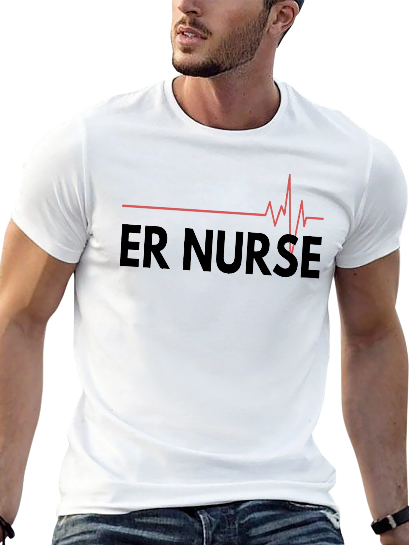ER Nurse Heartbeat Graphic T-Shirt - Medical Hero Apparel