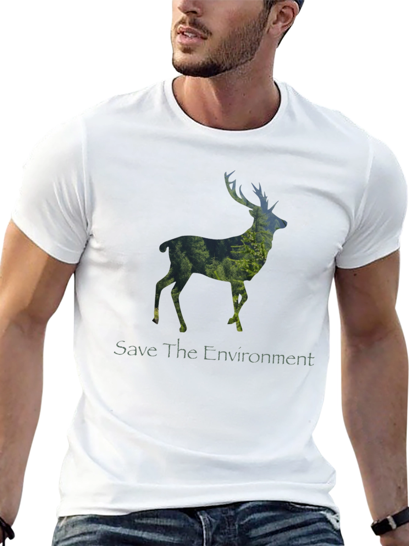 Save the Environment Deer Graphic T-Shirt