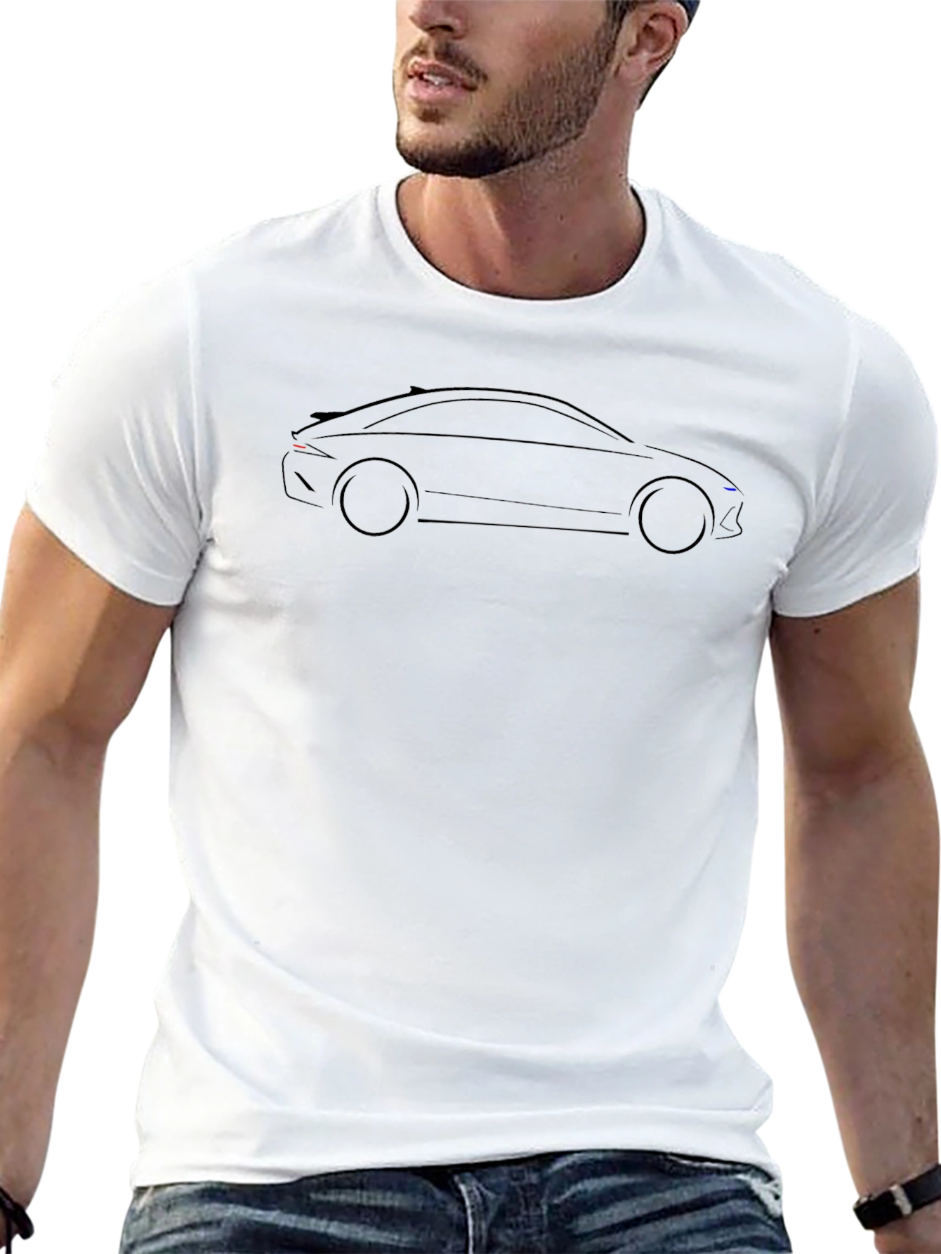 Modern Car Outline T-Shirt - Stylish Automotive Tee