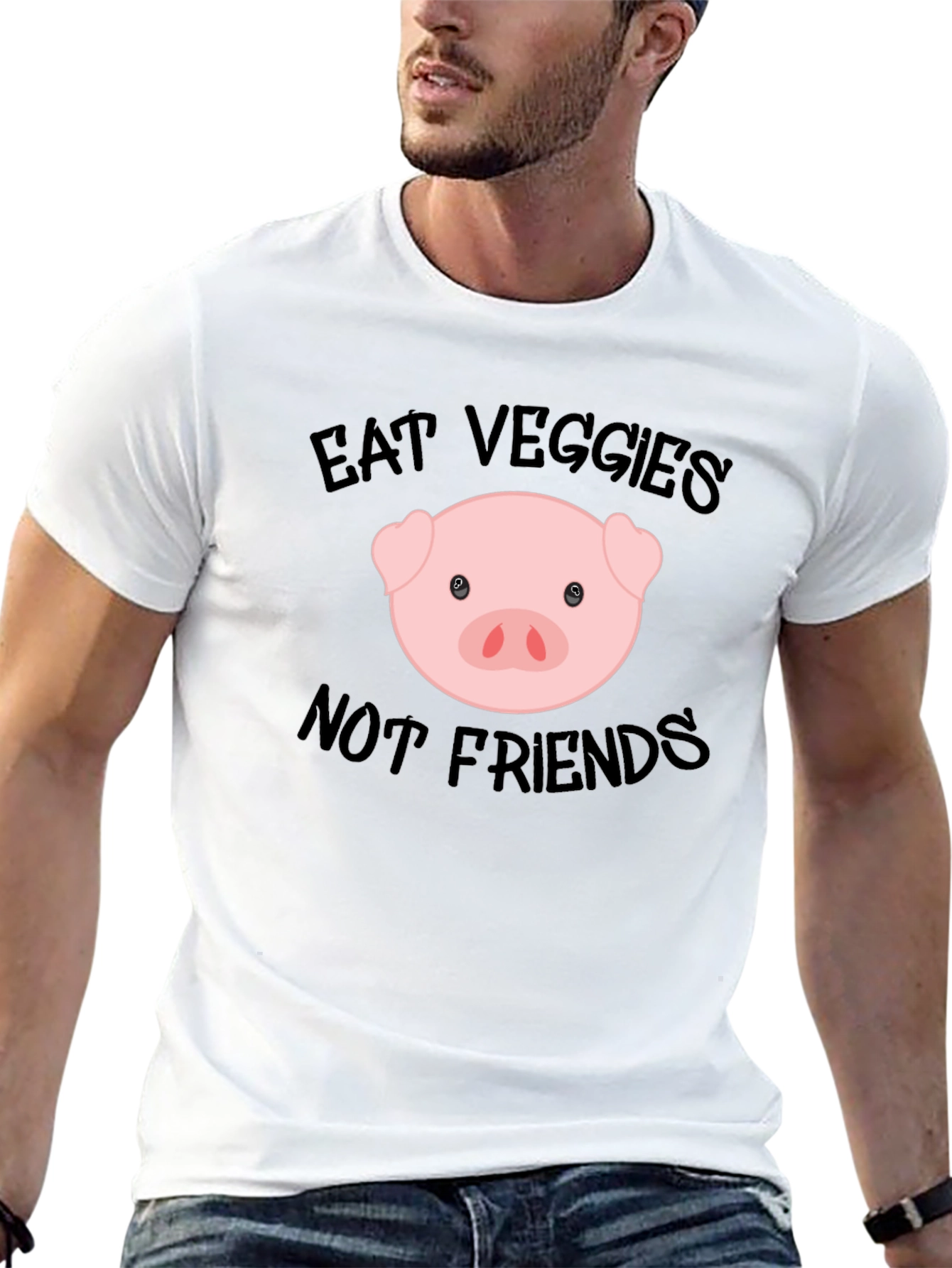 Eat Veggies Not Friends T-Shirt - Vegan Pig Tee