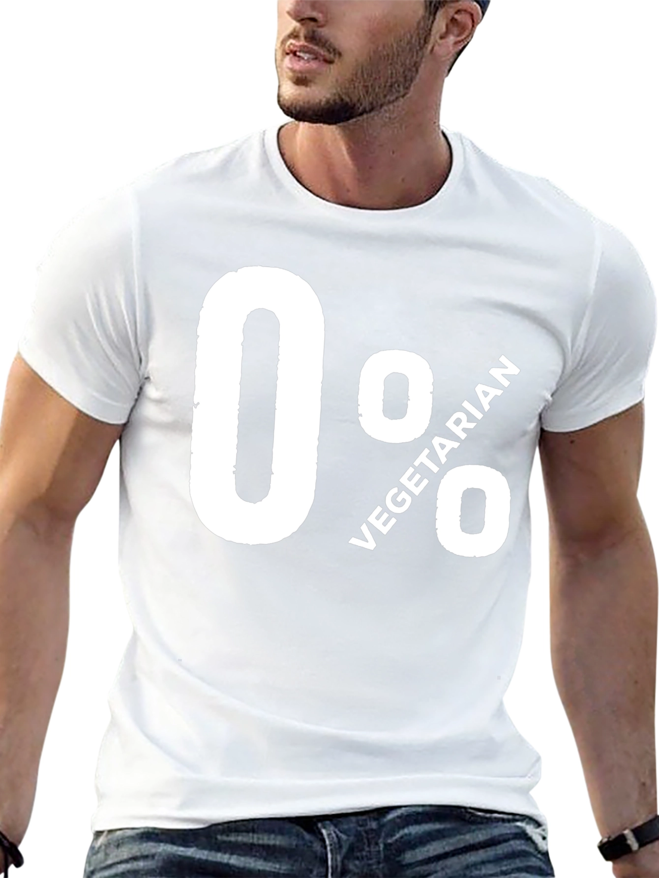 0% Vegetarian Graphic Tee - Black Cotton T-Shirt