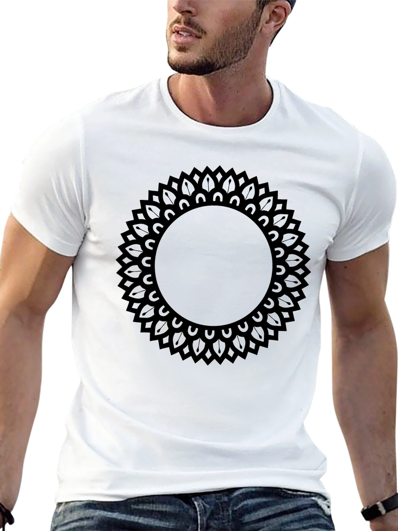 Mens Black Mandala Graphic Print T-Shirt