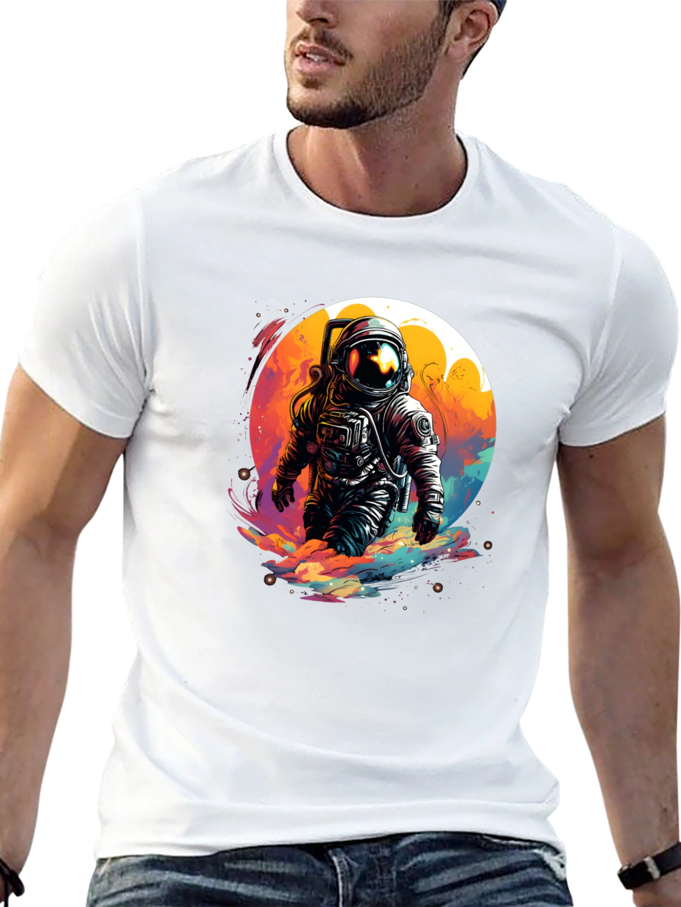 Astronaut in Space T-Shirt - Unique Graphic Tee