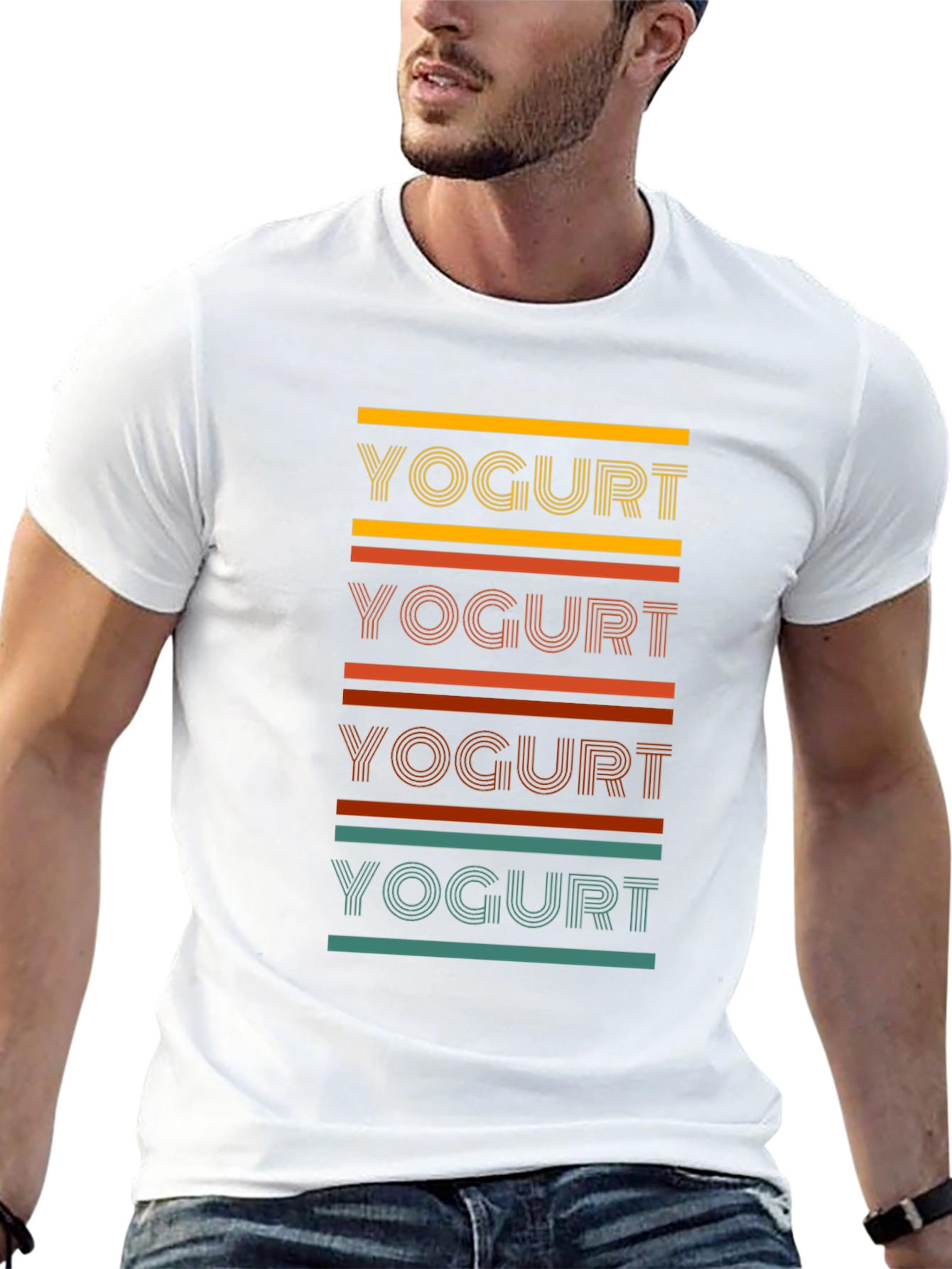 Yogurt Tee - Retro Striped Graphic T-Shirt