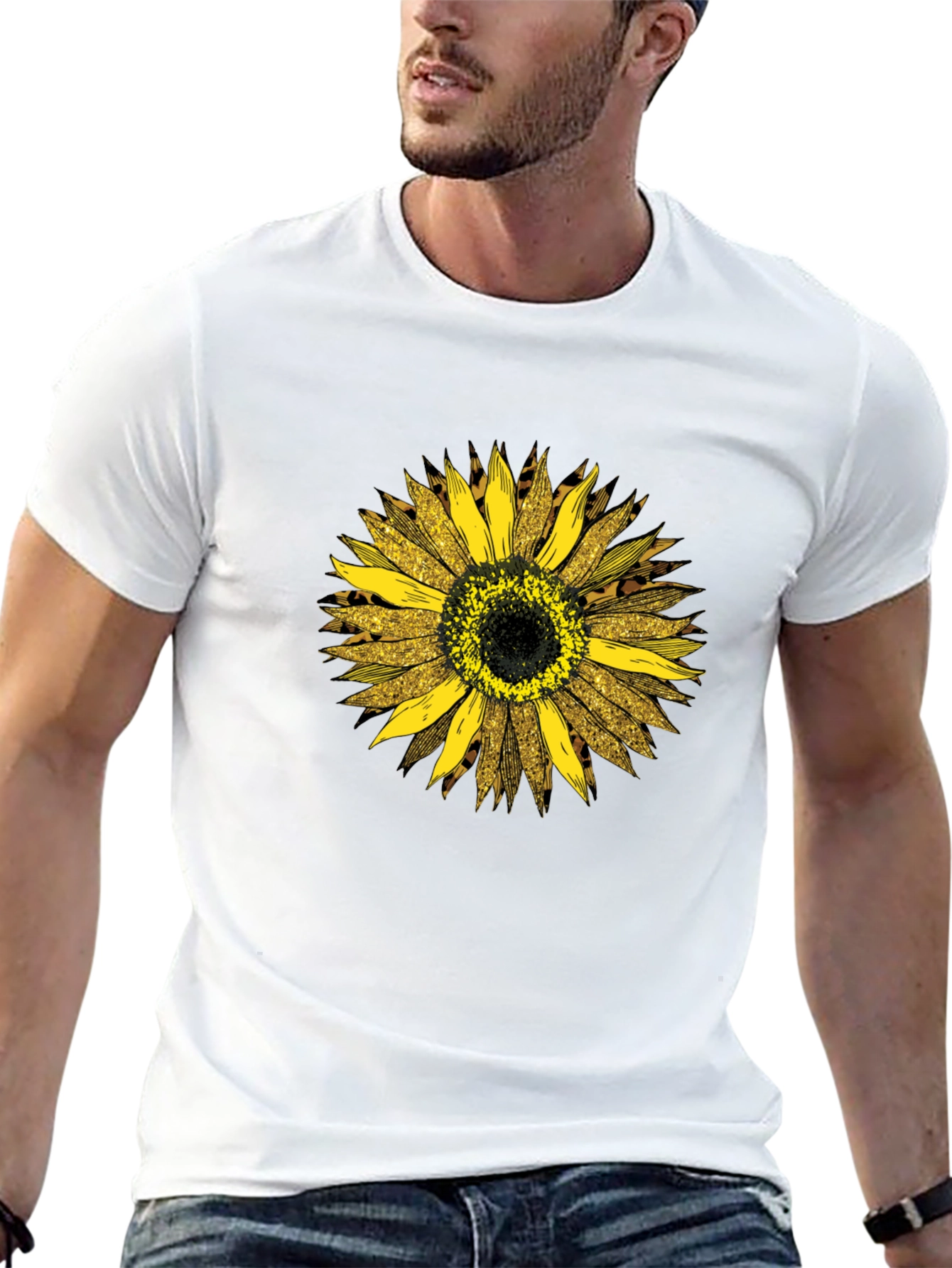 Sunflower Leopard Print Graphic Tee - Black