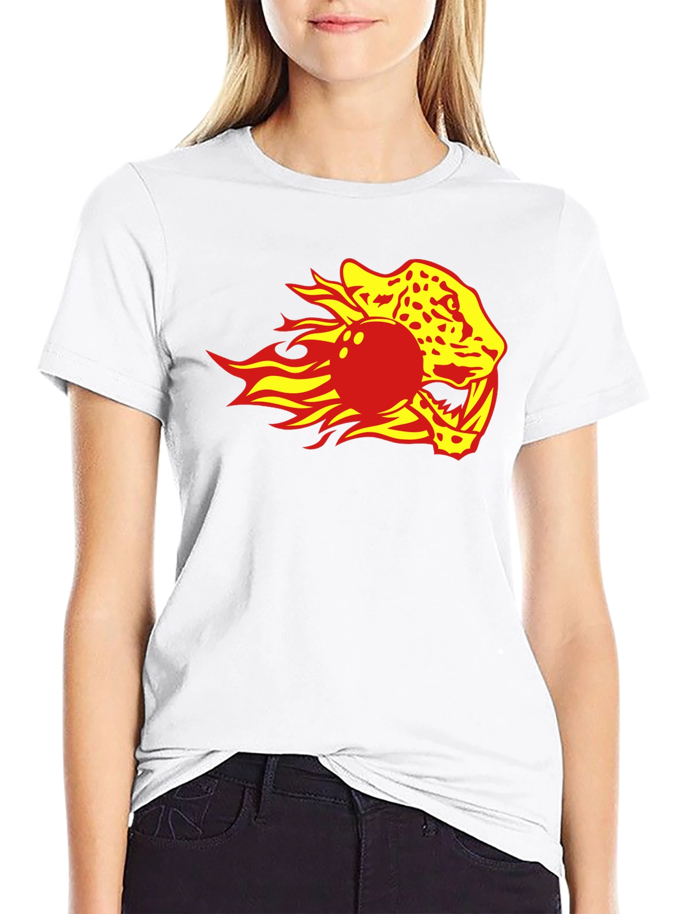 Flaming Leopard Bowling Ball Graphic Tee