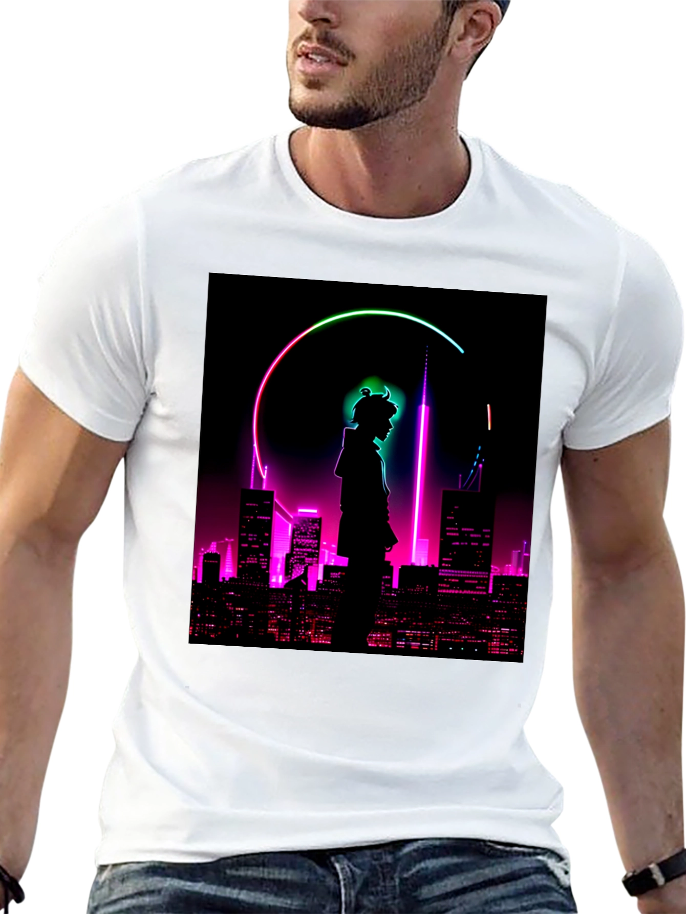 Cyberpunk Cityscape Graphic T-Shirt