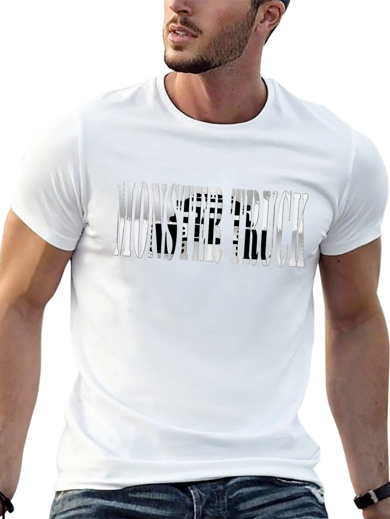 Monster Truck Graphic Print Black T-Shirt