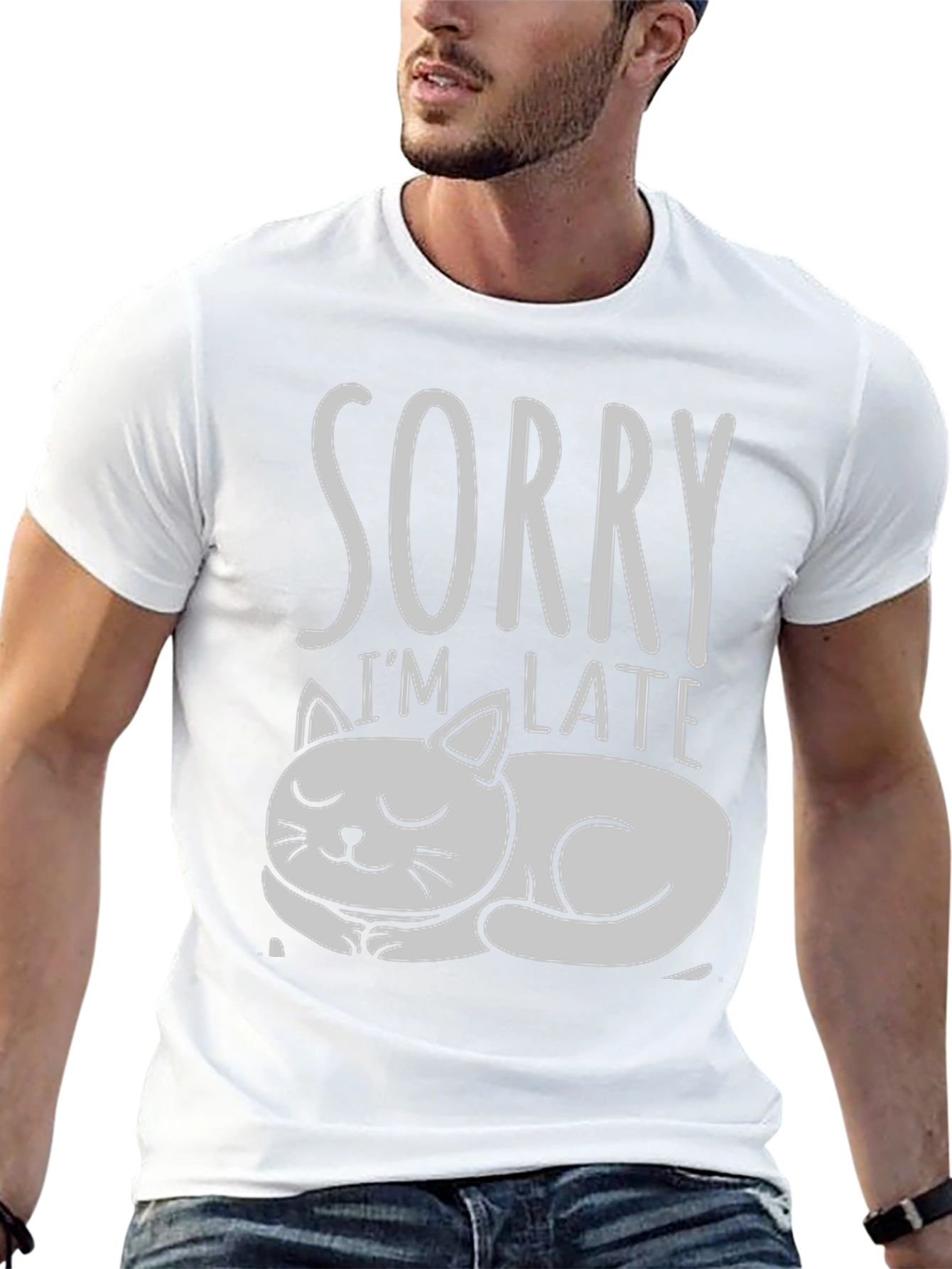 Sorry Im Late Cat Graphic T-Shirt
