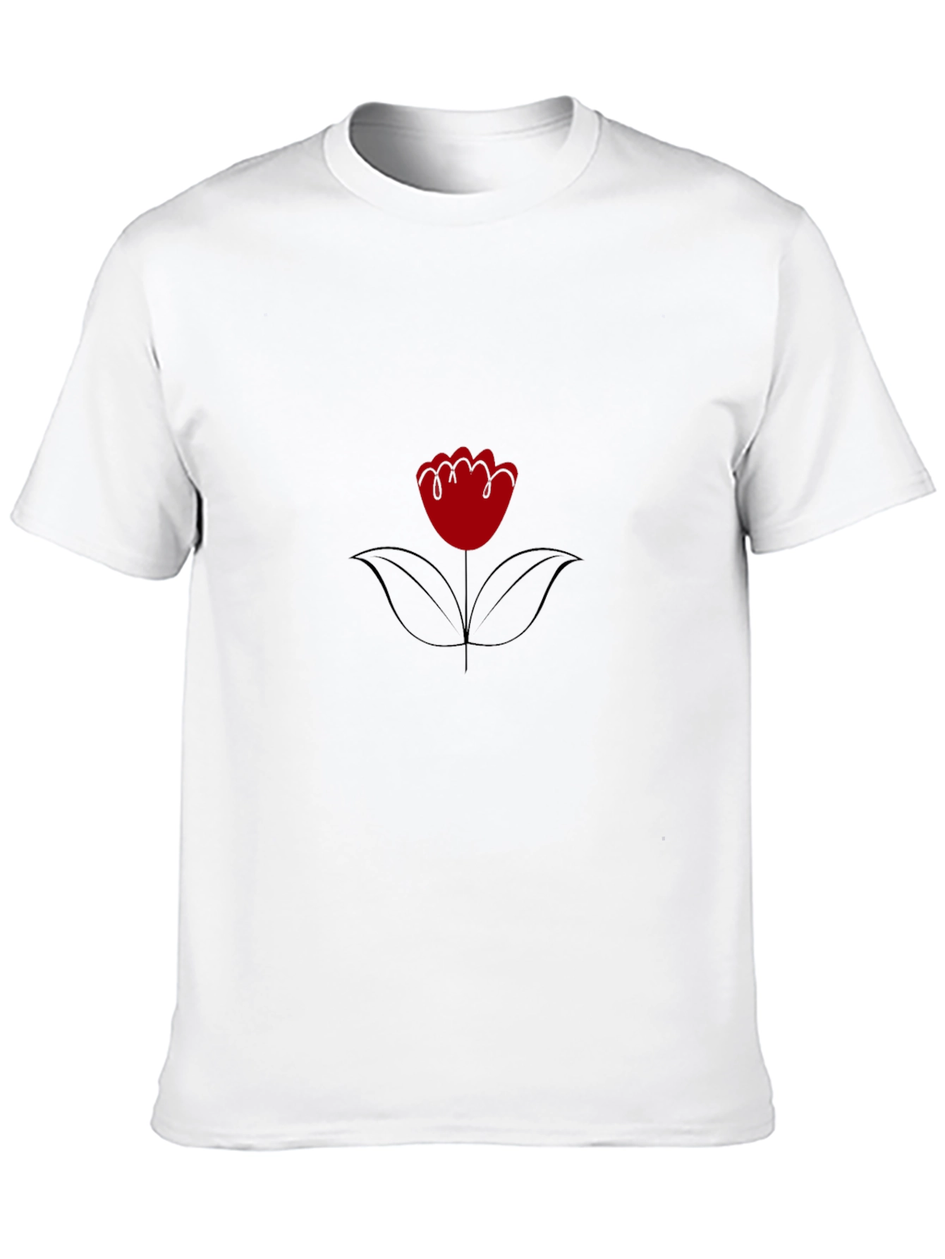 Black T-Shirt with Red Flower Graphic