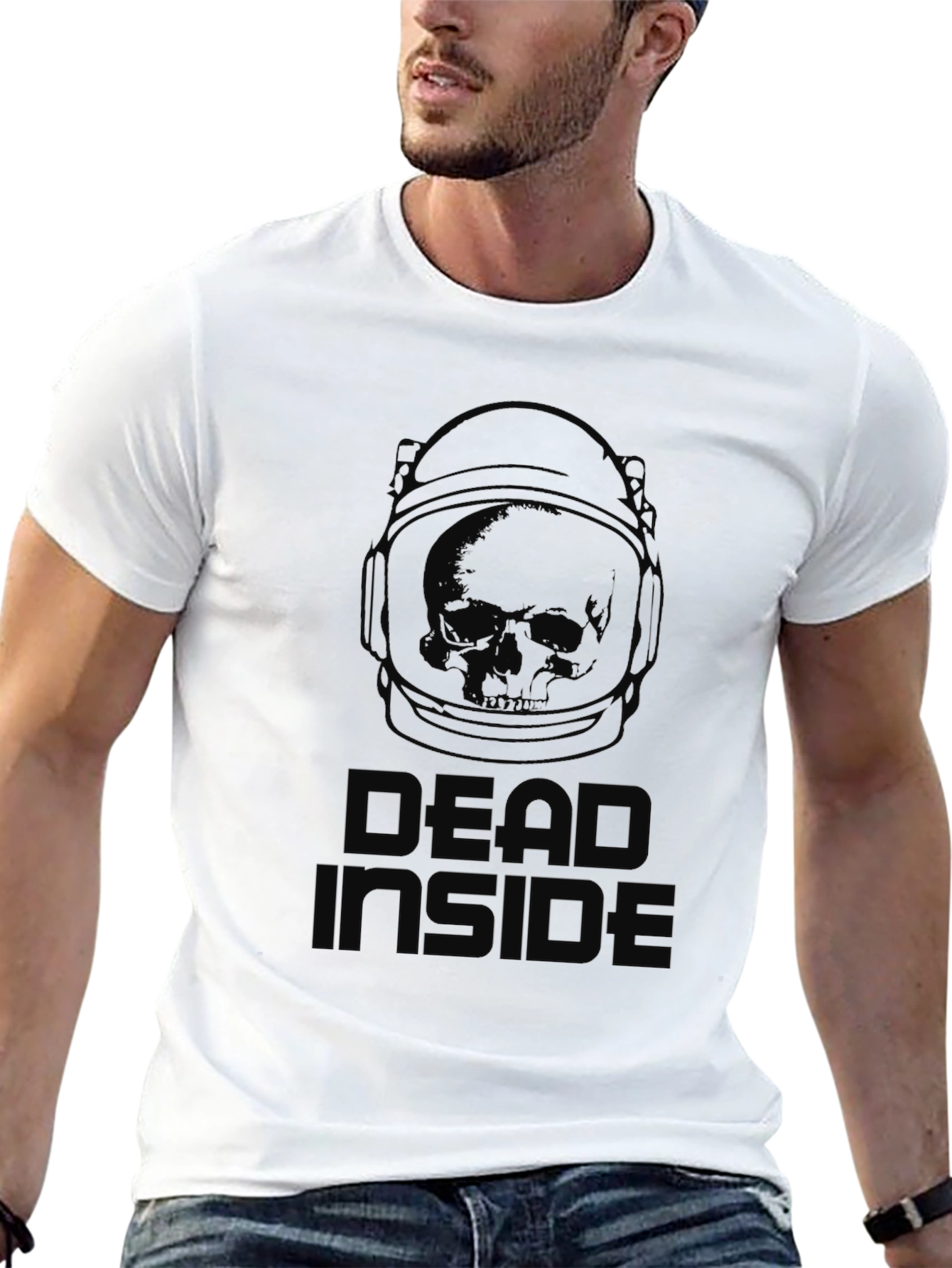 Dead Inside Astronaut Skull T-Shirt - Black Graphic Tee