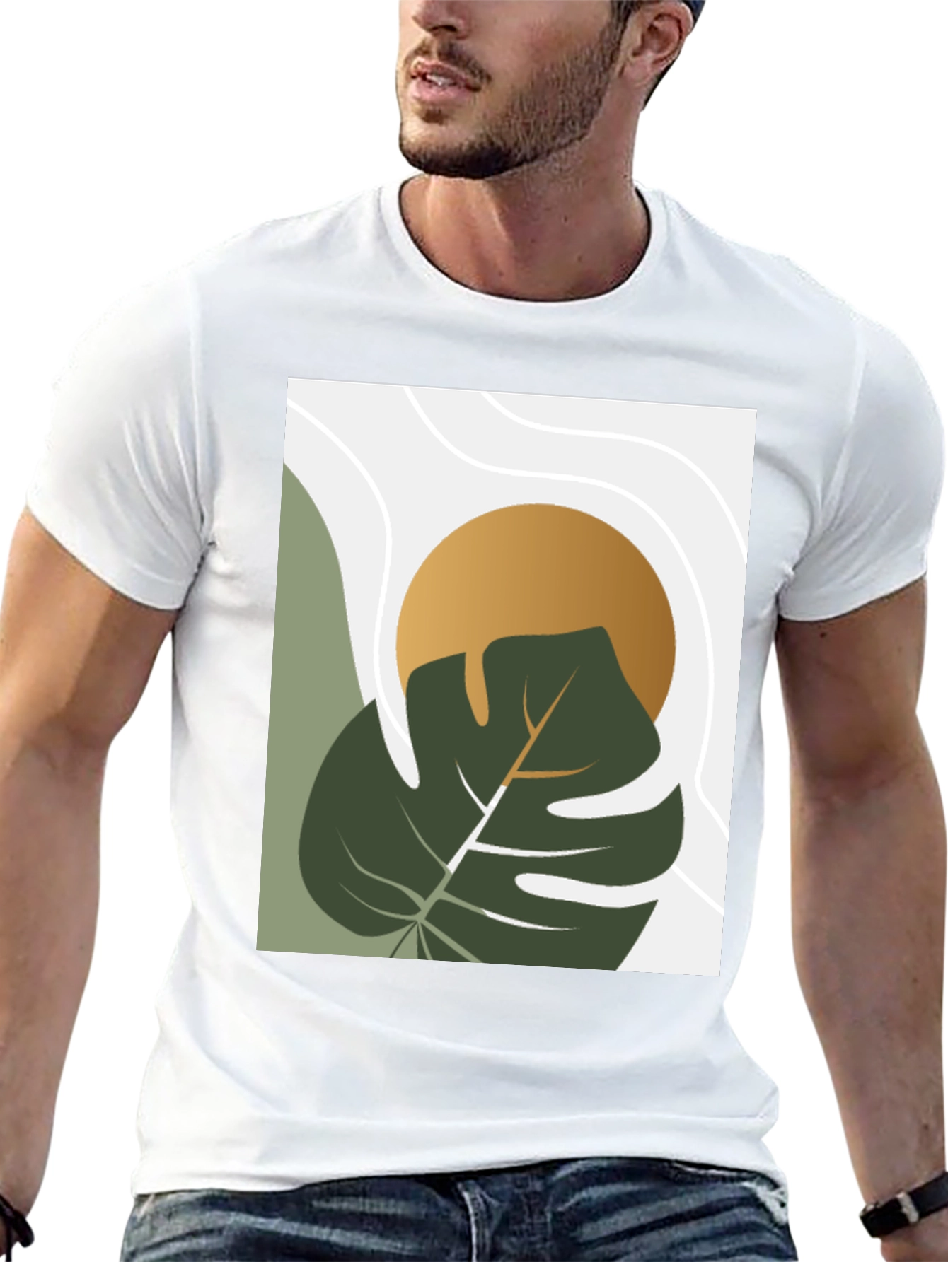 Botanical Monstera Graphic Tee - Modern Art Shirt