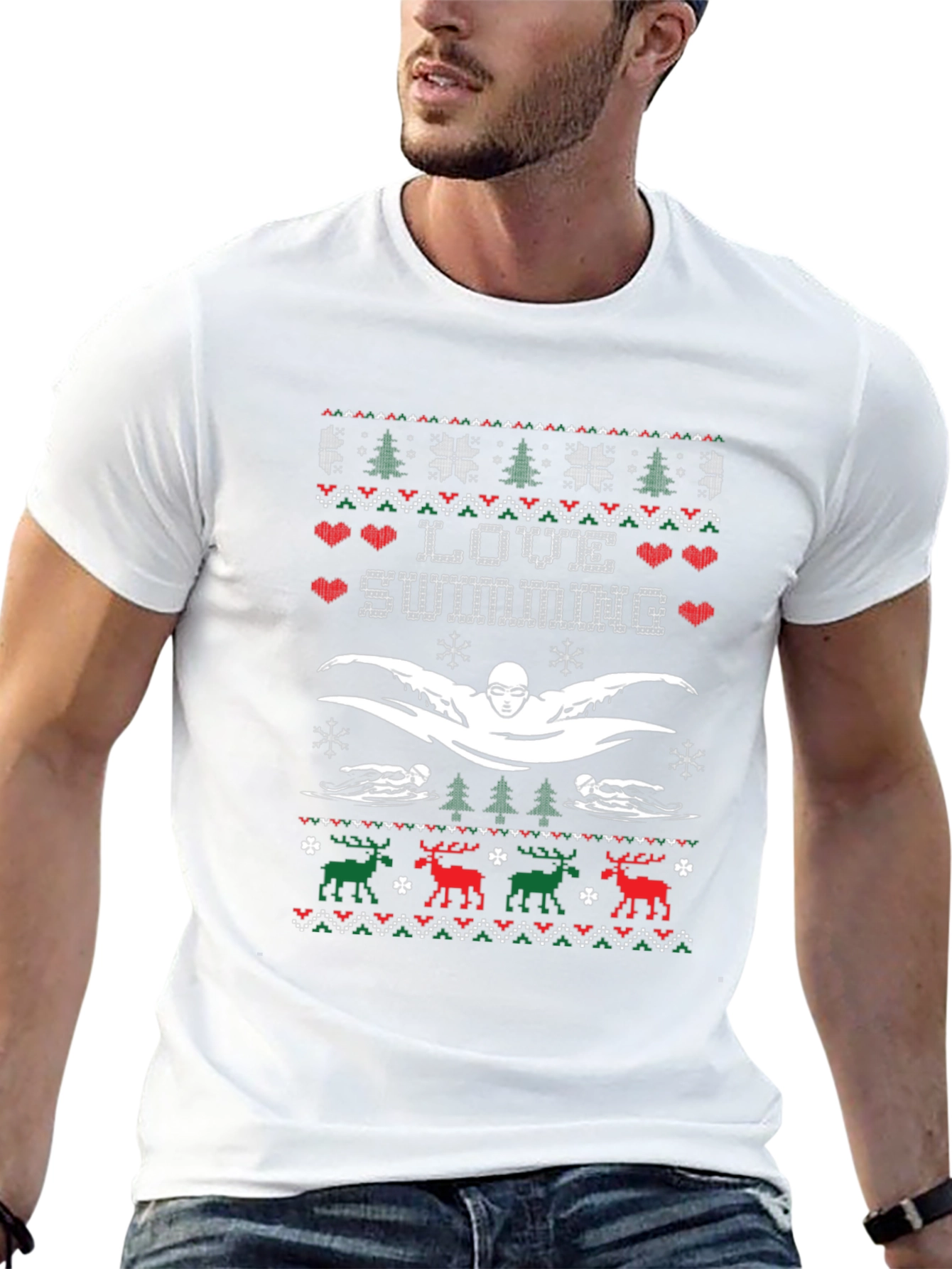 Love Swimming Ugly Christmas Sweater T-Shirt
