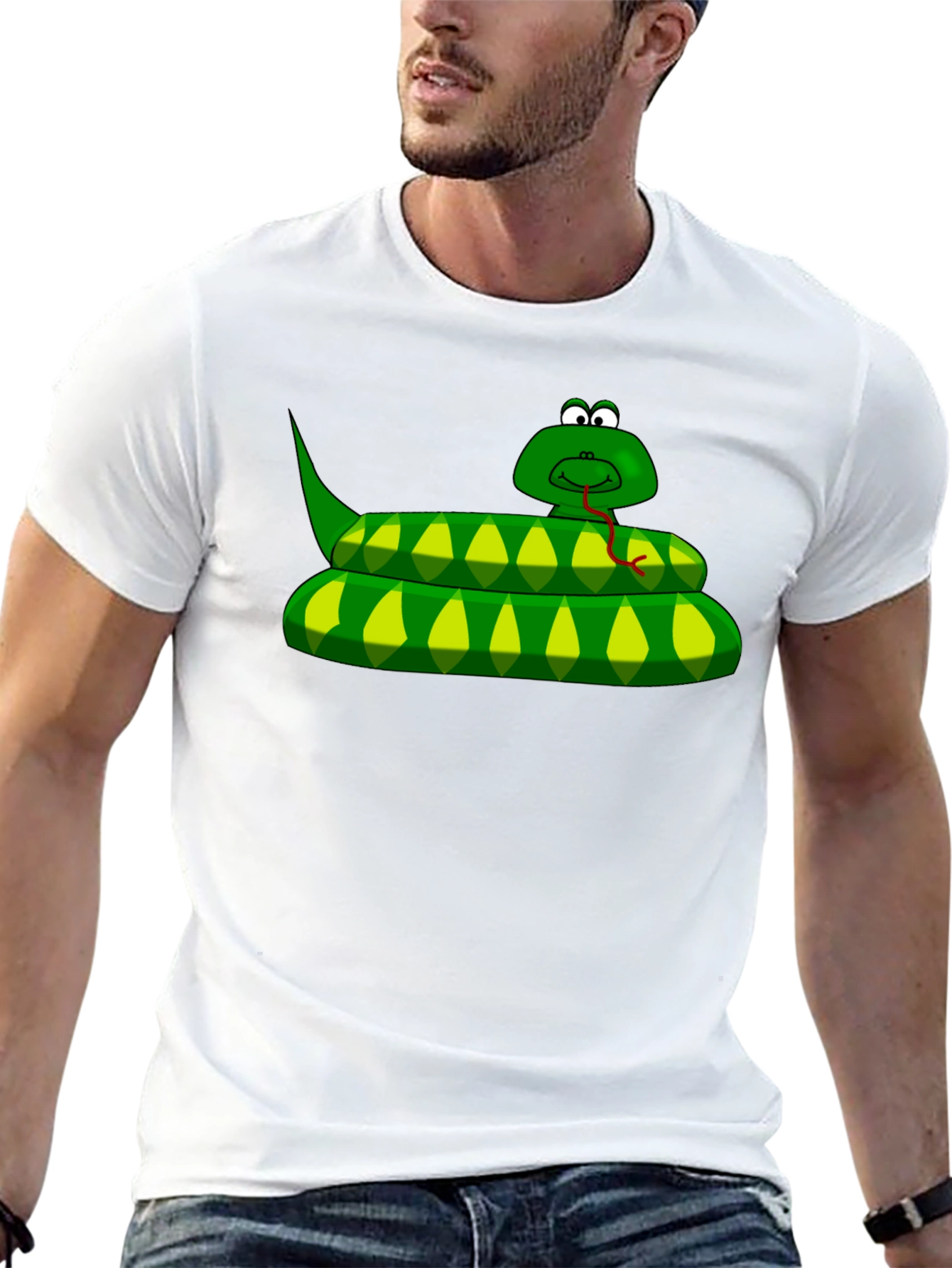 Cartoon Snake Graphic T-Shirt - Black