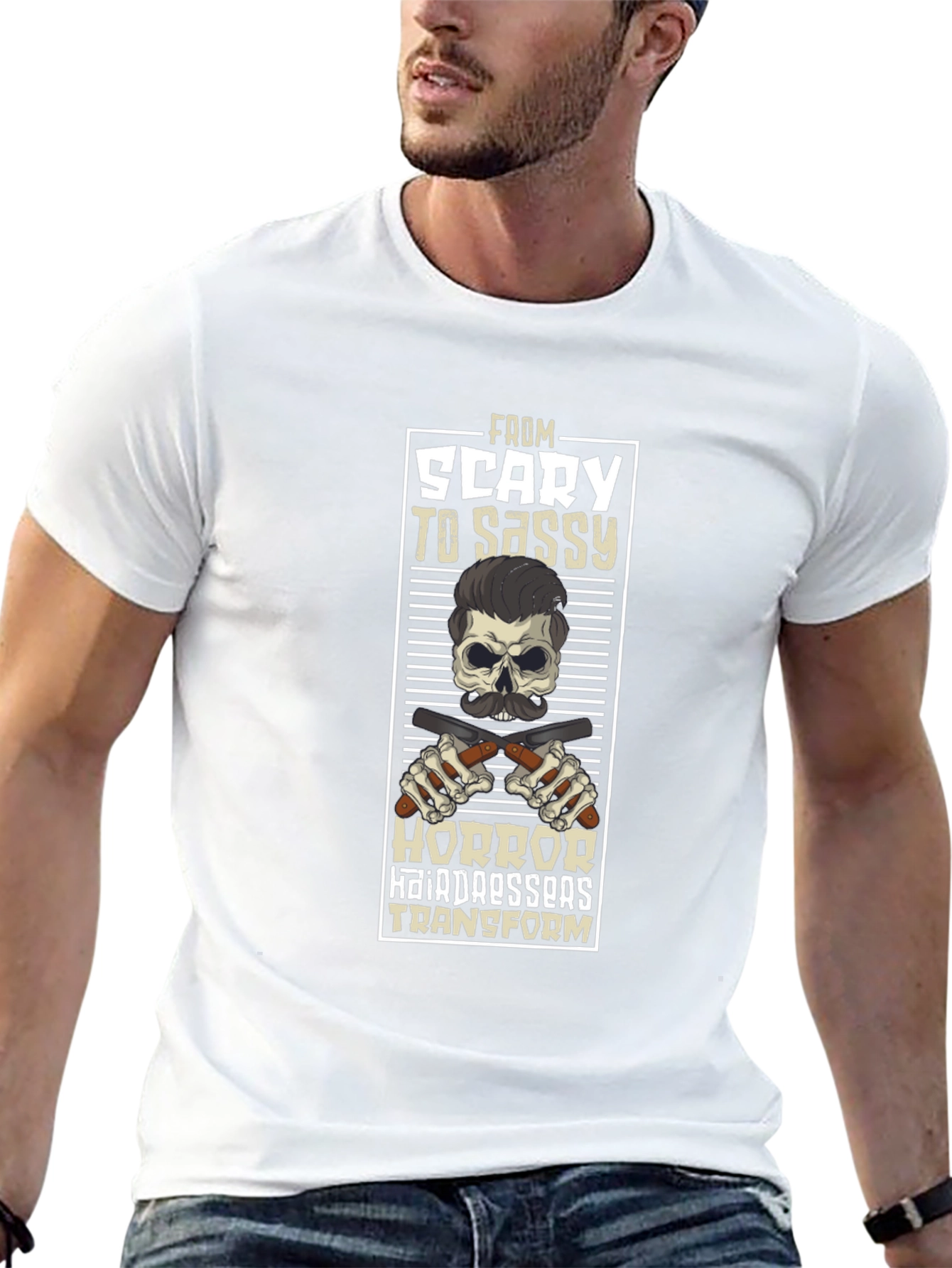 Scary to Sassy Horror Barber T-Shirt