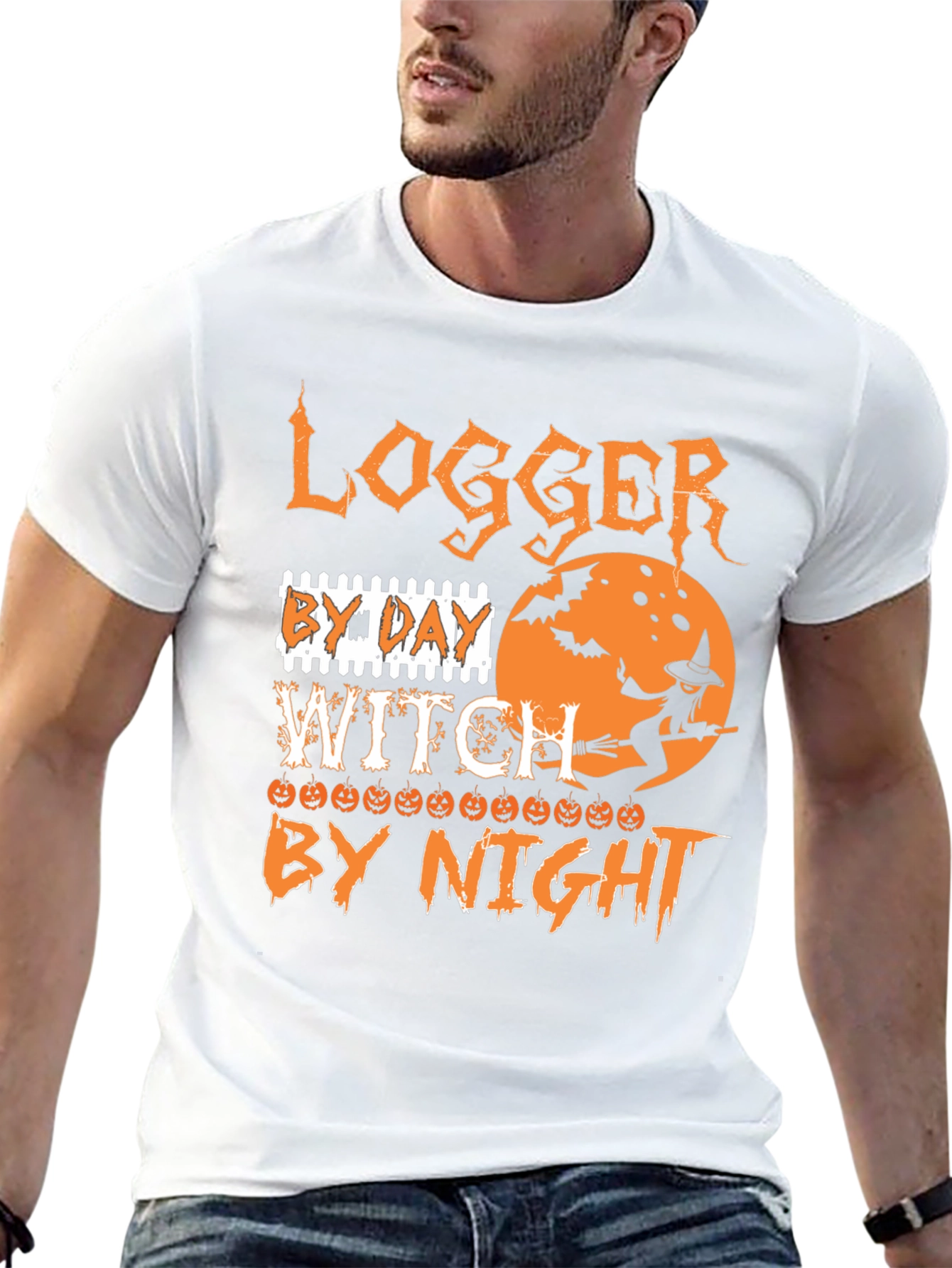 Logger By Day Witch By Night Halloween T-Shirt