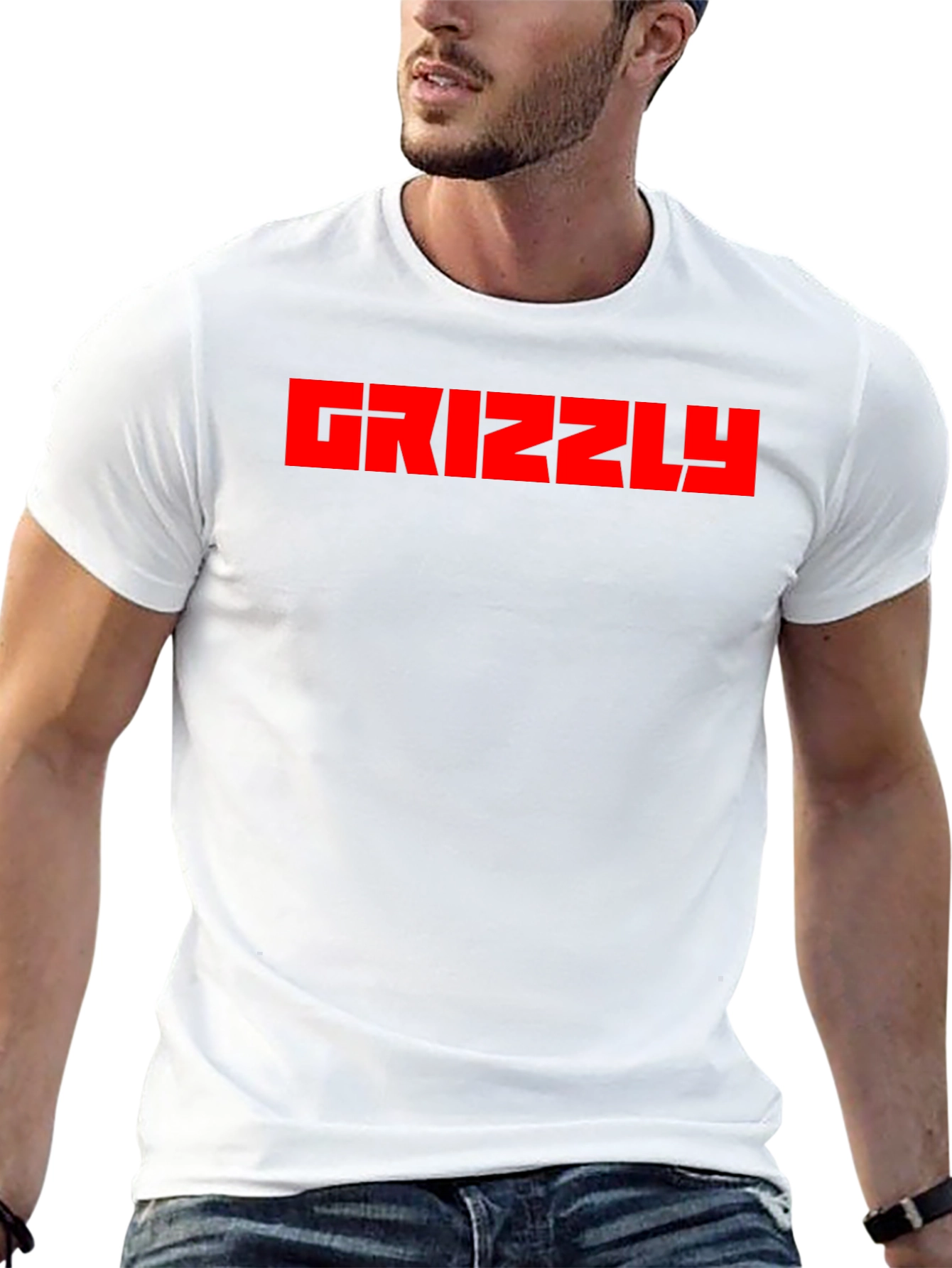 Grizzly Black T-Shirt - Bold Red Graphic Tee
