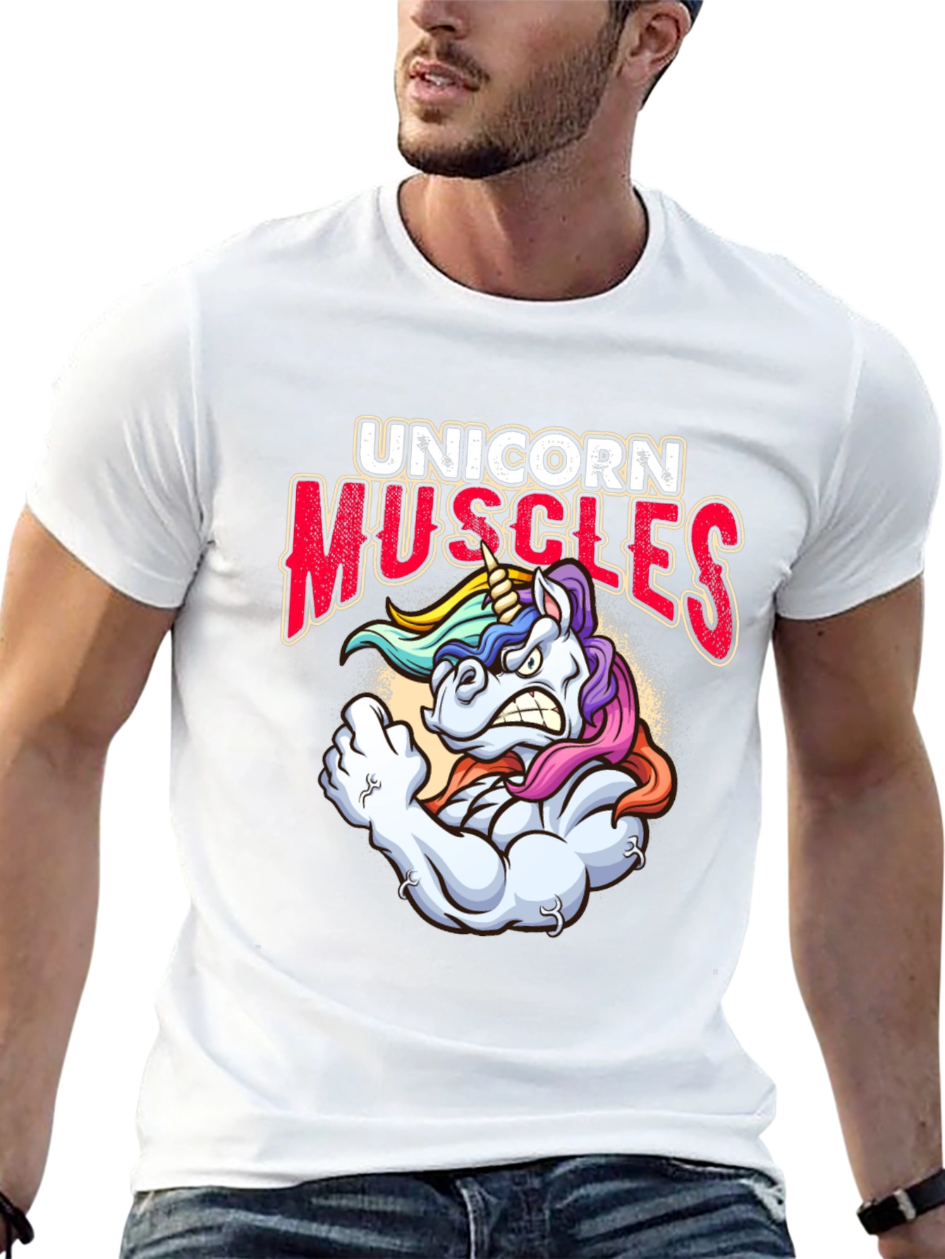 Unicorn Muscles Graphic T-Shirt - Black