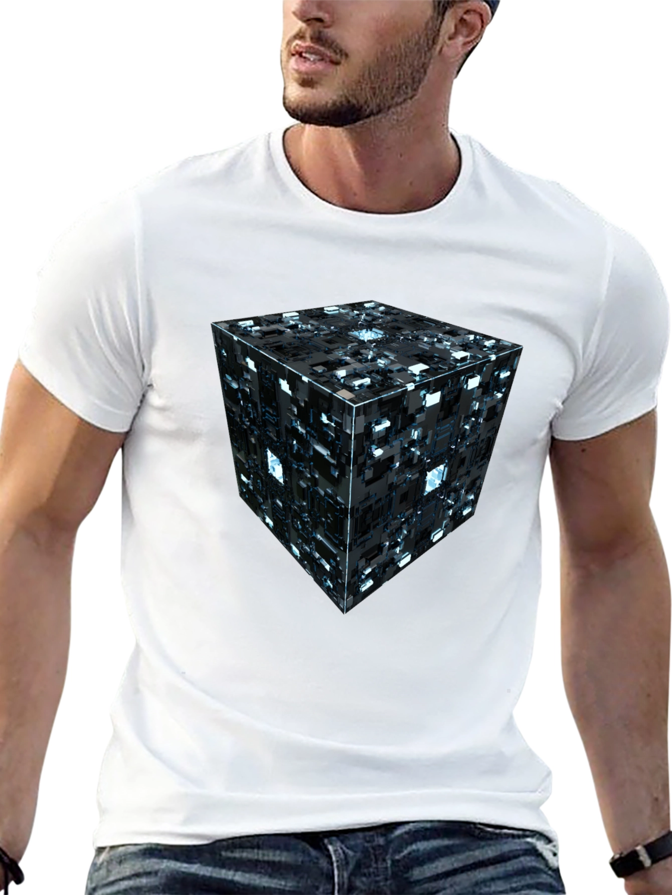 Abstract Tech Cube Graphic T-Shirt - Modern Design