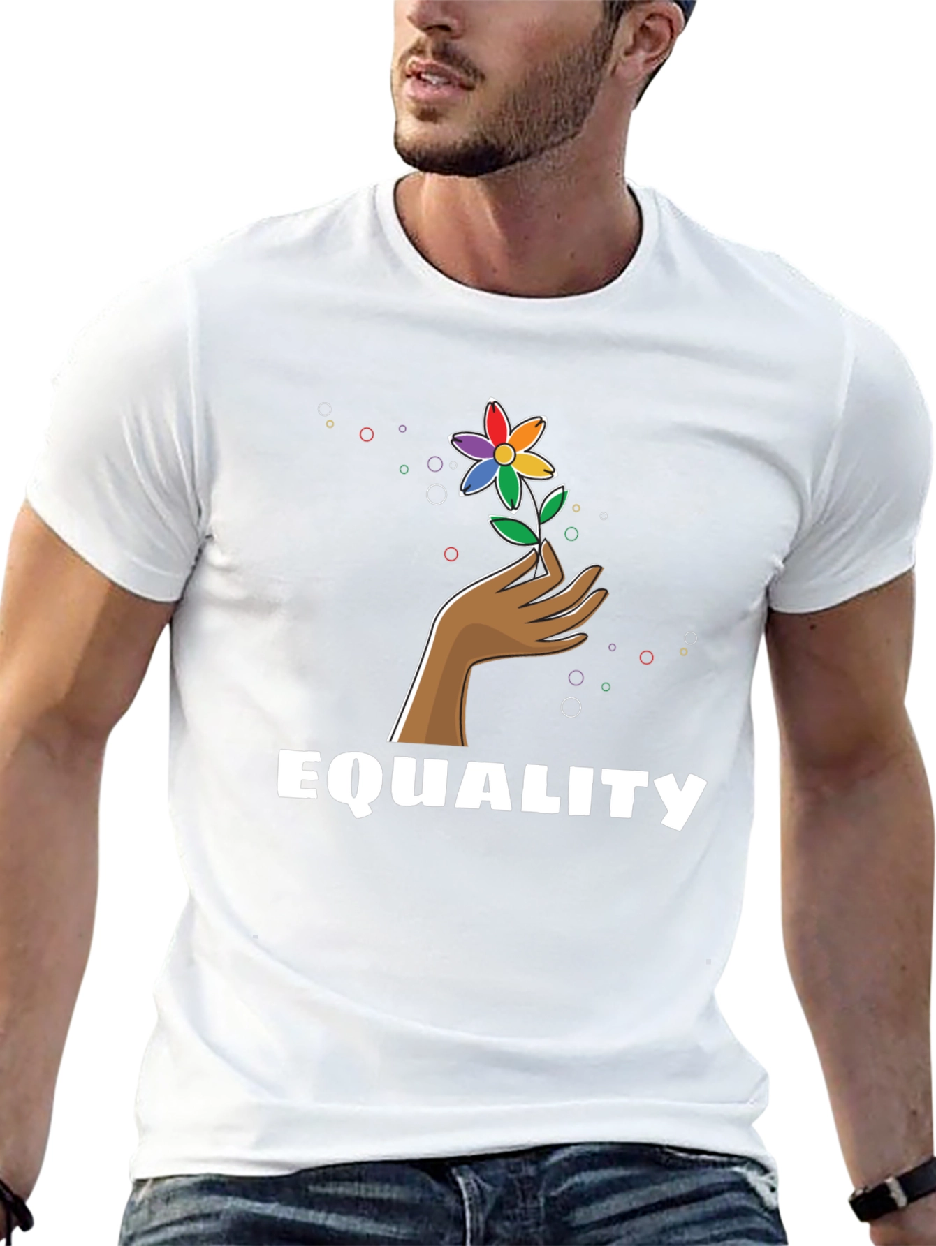 Equality Flower Graphic Tee - Unisex Black T-Shirt