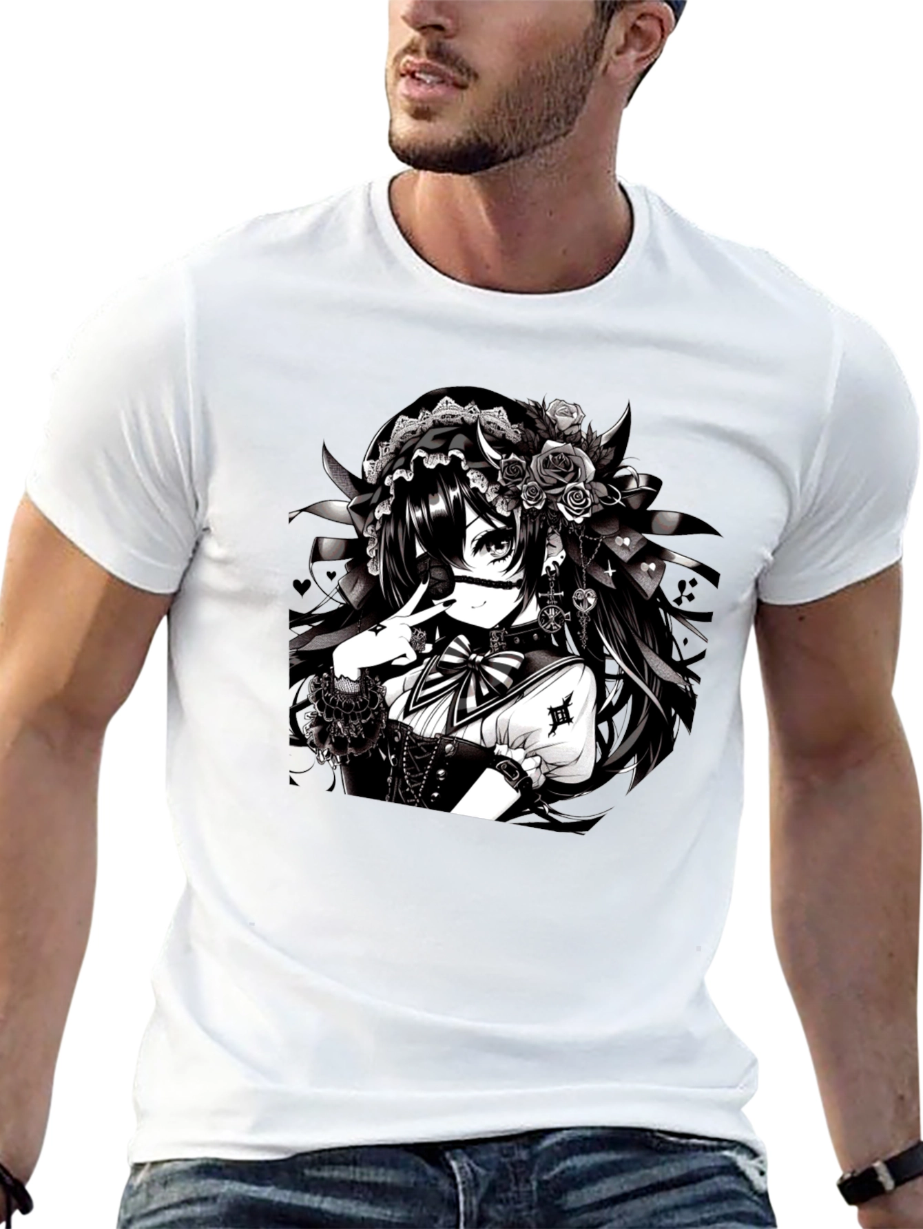 Anime Girl Graphic Black T-Shirt