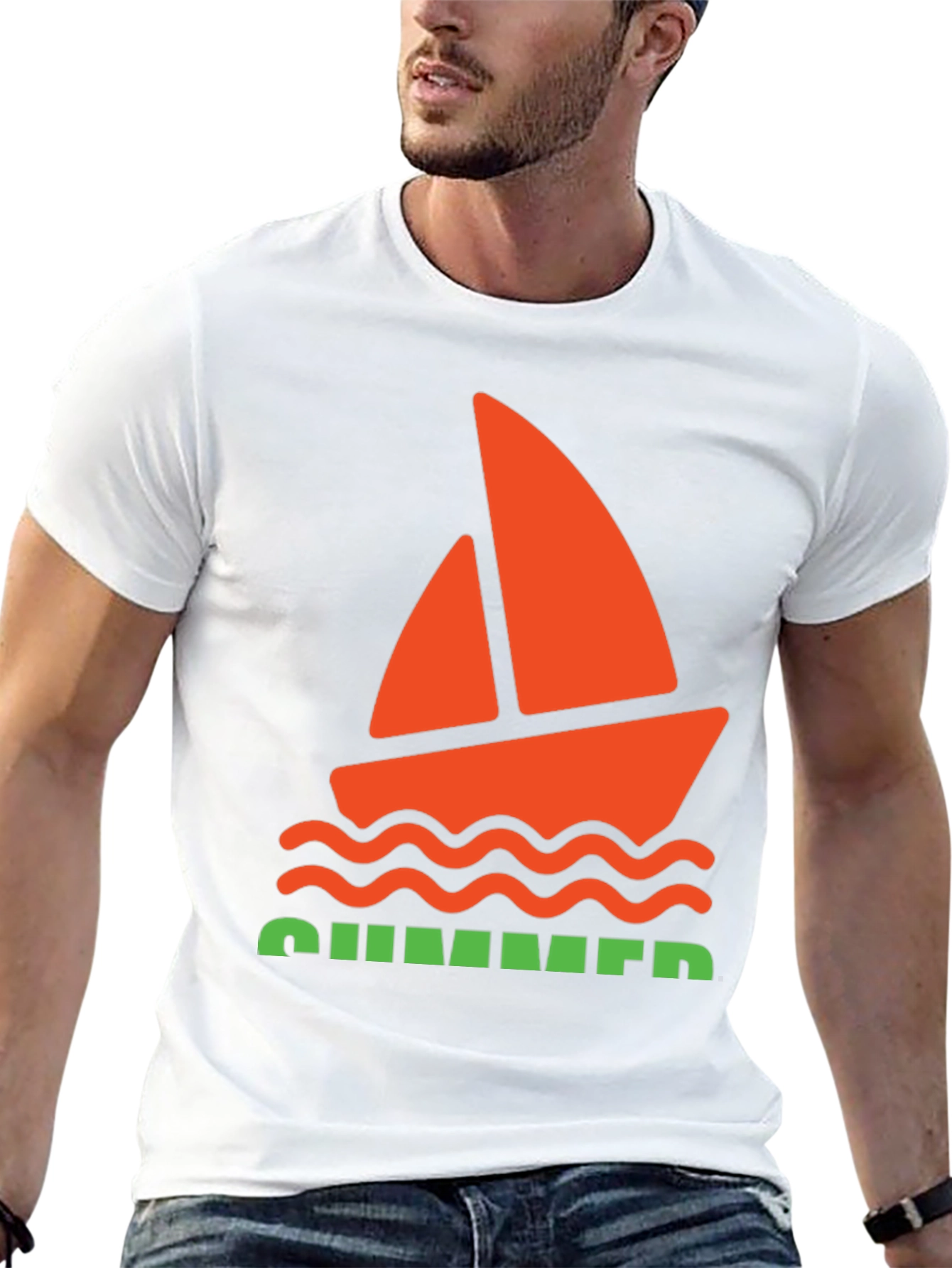 Summer Vibes Graphic Tee - Black Cotton T-Shirt