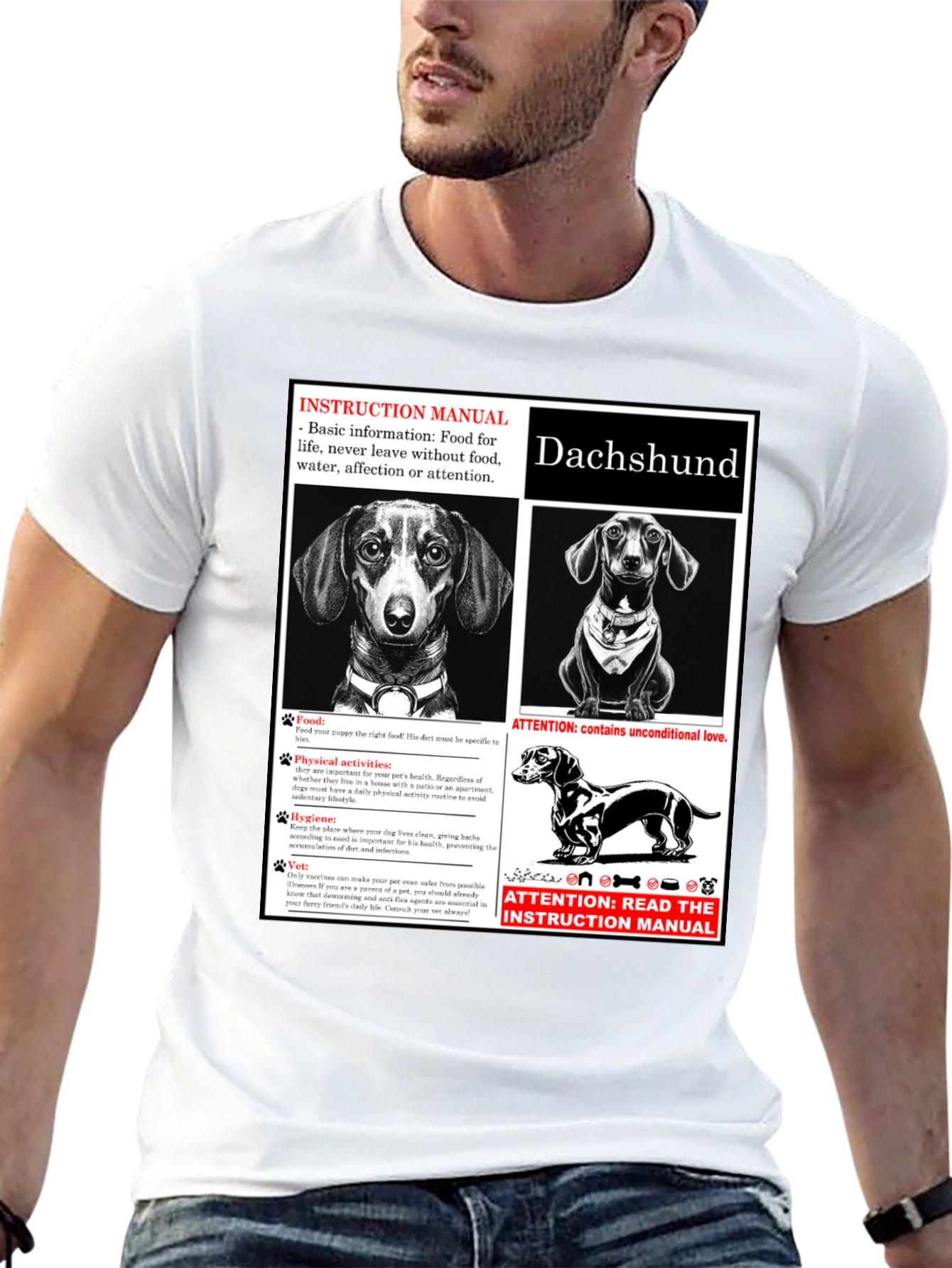Dachshund Dog Breed Instruction Manual Black T-Shirt