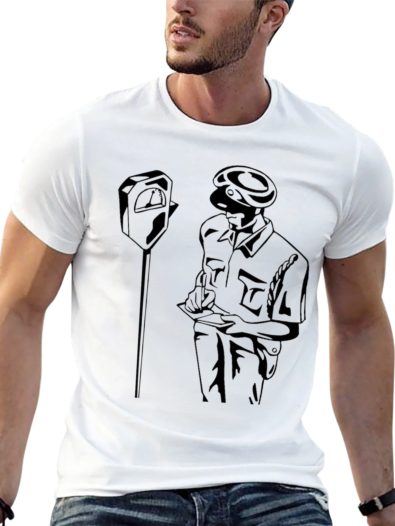Black T-Shirt with Parking Officer Design