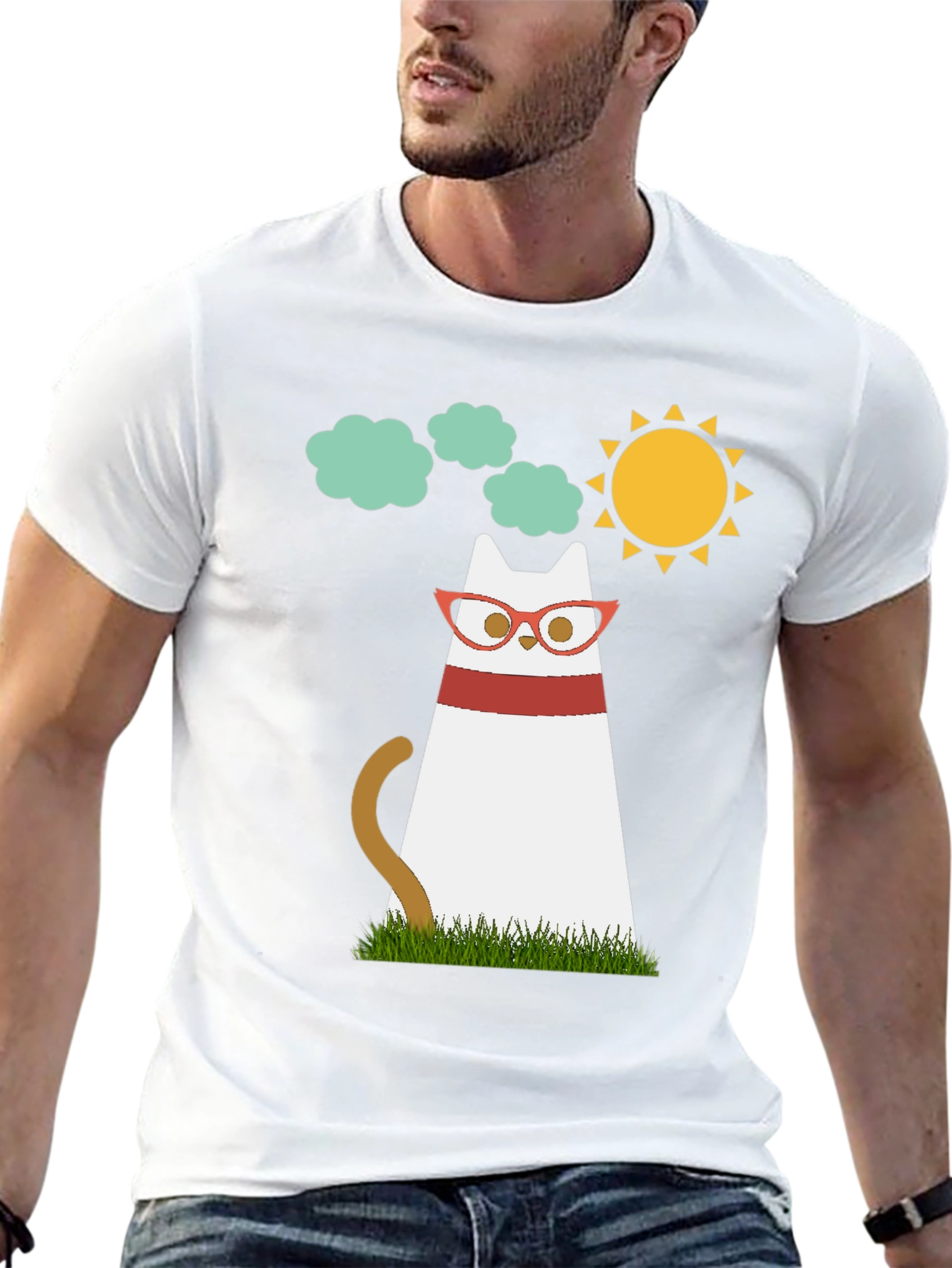 Cool Cat Tee - Cartoon Cat with Glasses T-Shirt