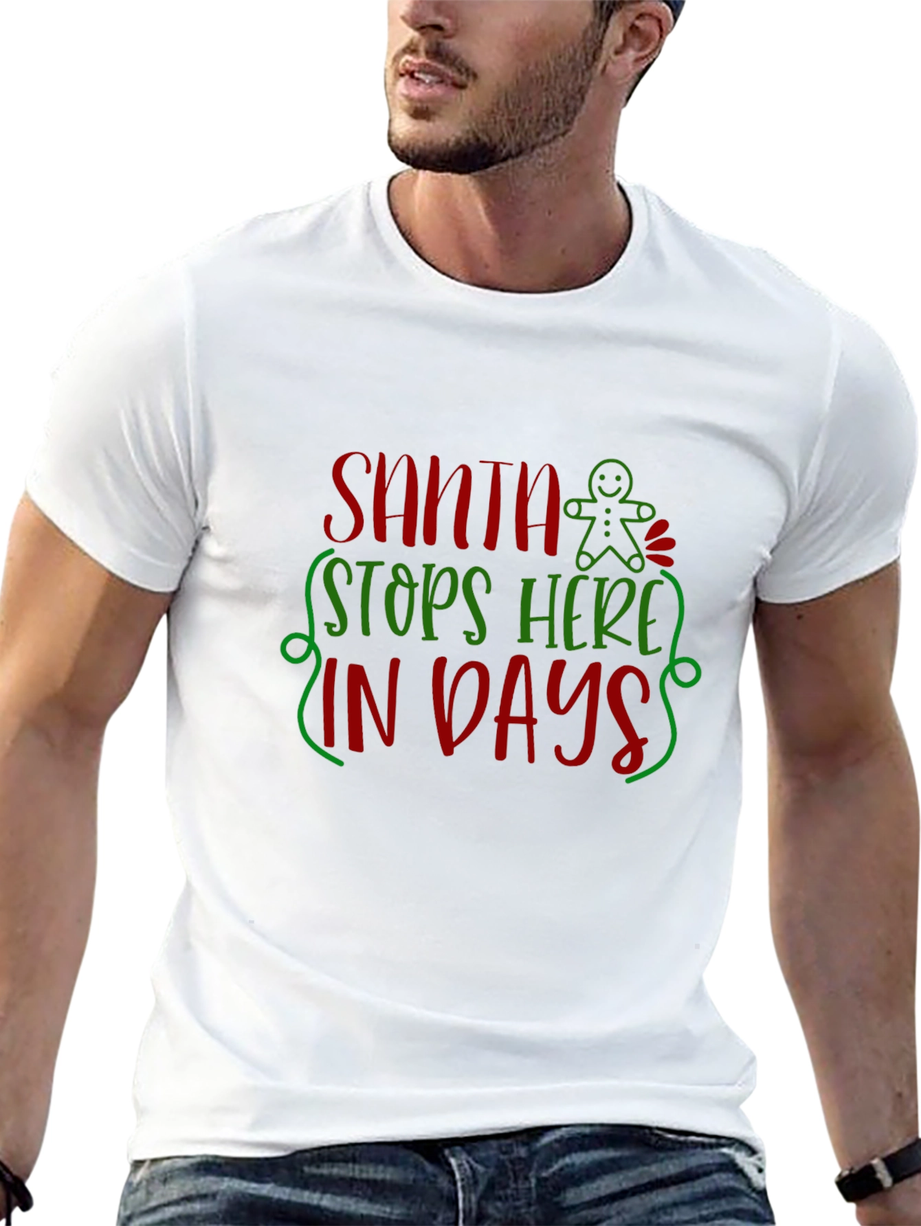 Santa Stops Here Christmas Graphic Tee