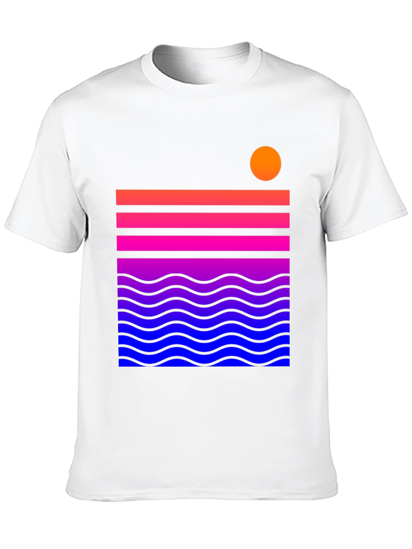 Sunset Waves Graphic Tee - Stylish Mens Black T-Shirt