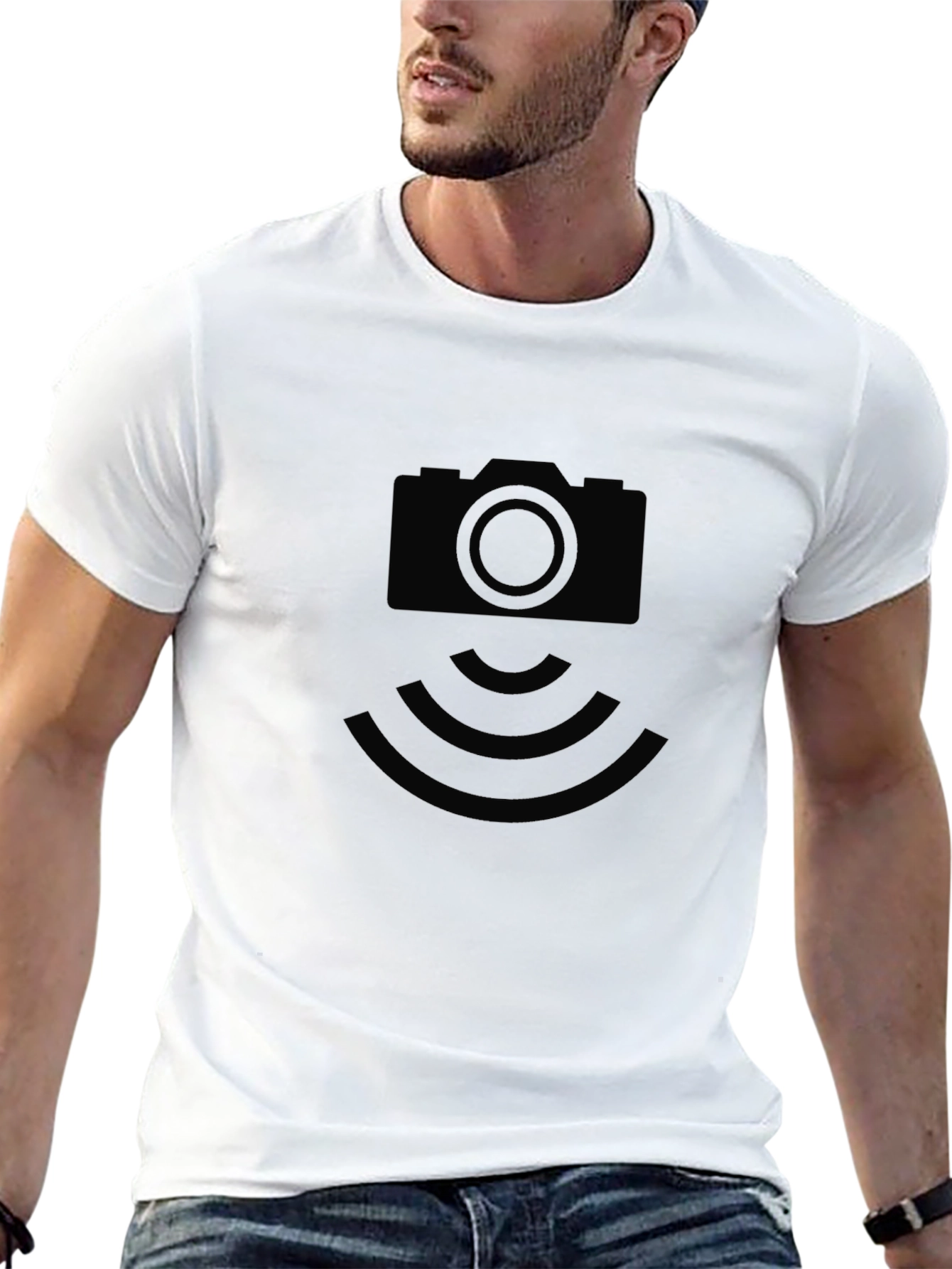 Camera Icon T-Shirt - Black Modern Design