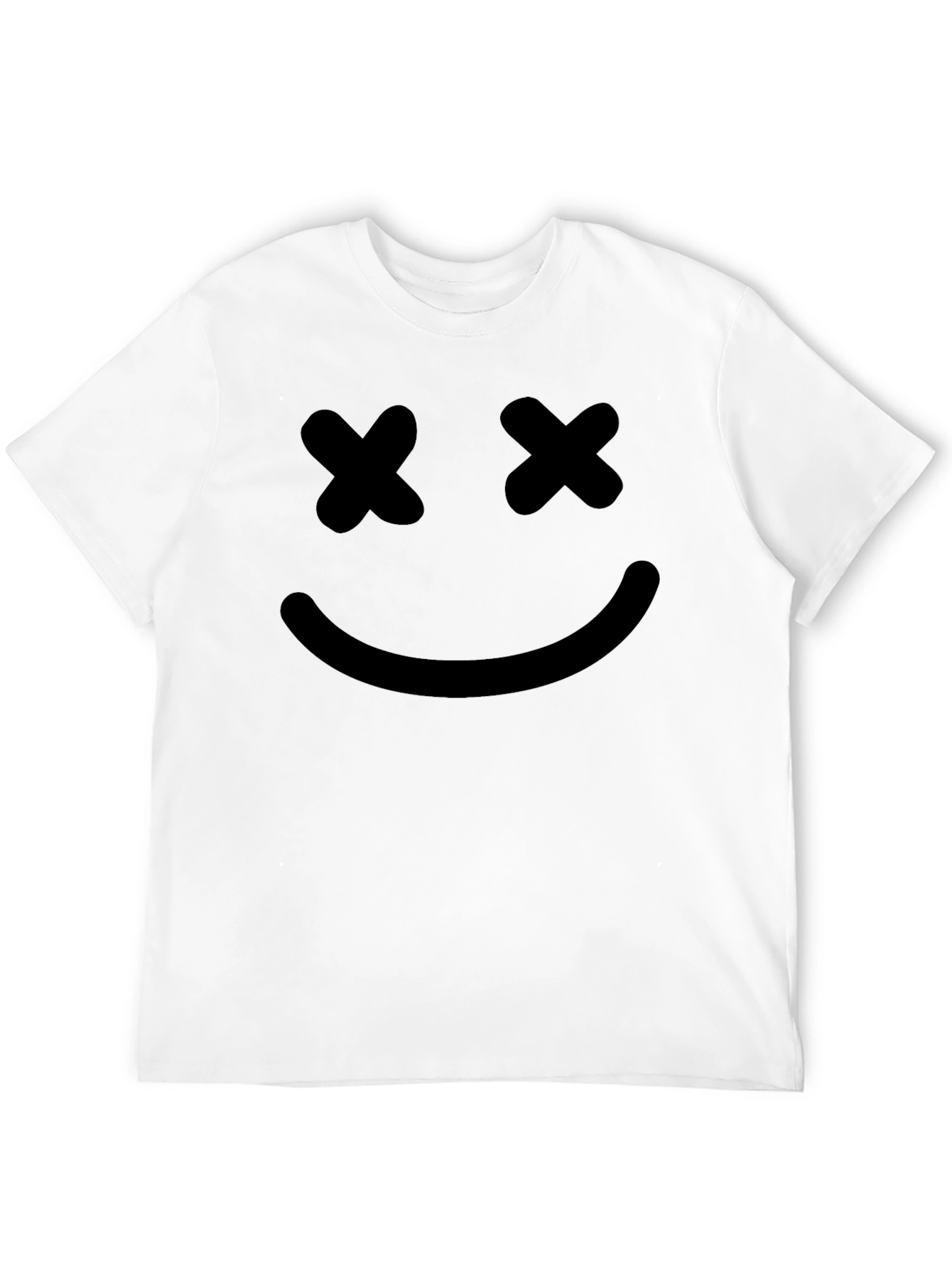Smiley Face Graphic Tee - Black Cotton T-Shirt
