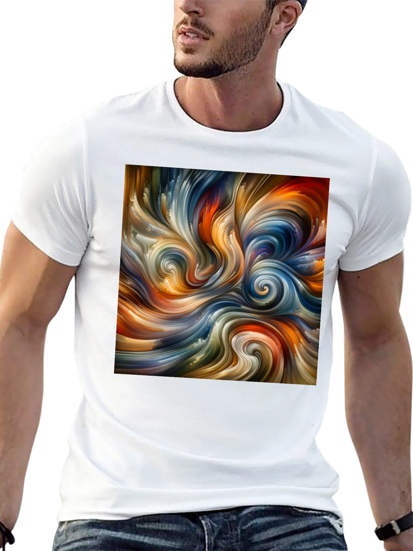 Abstract Swirl Art Black T-Shirt