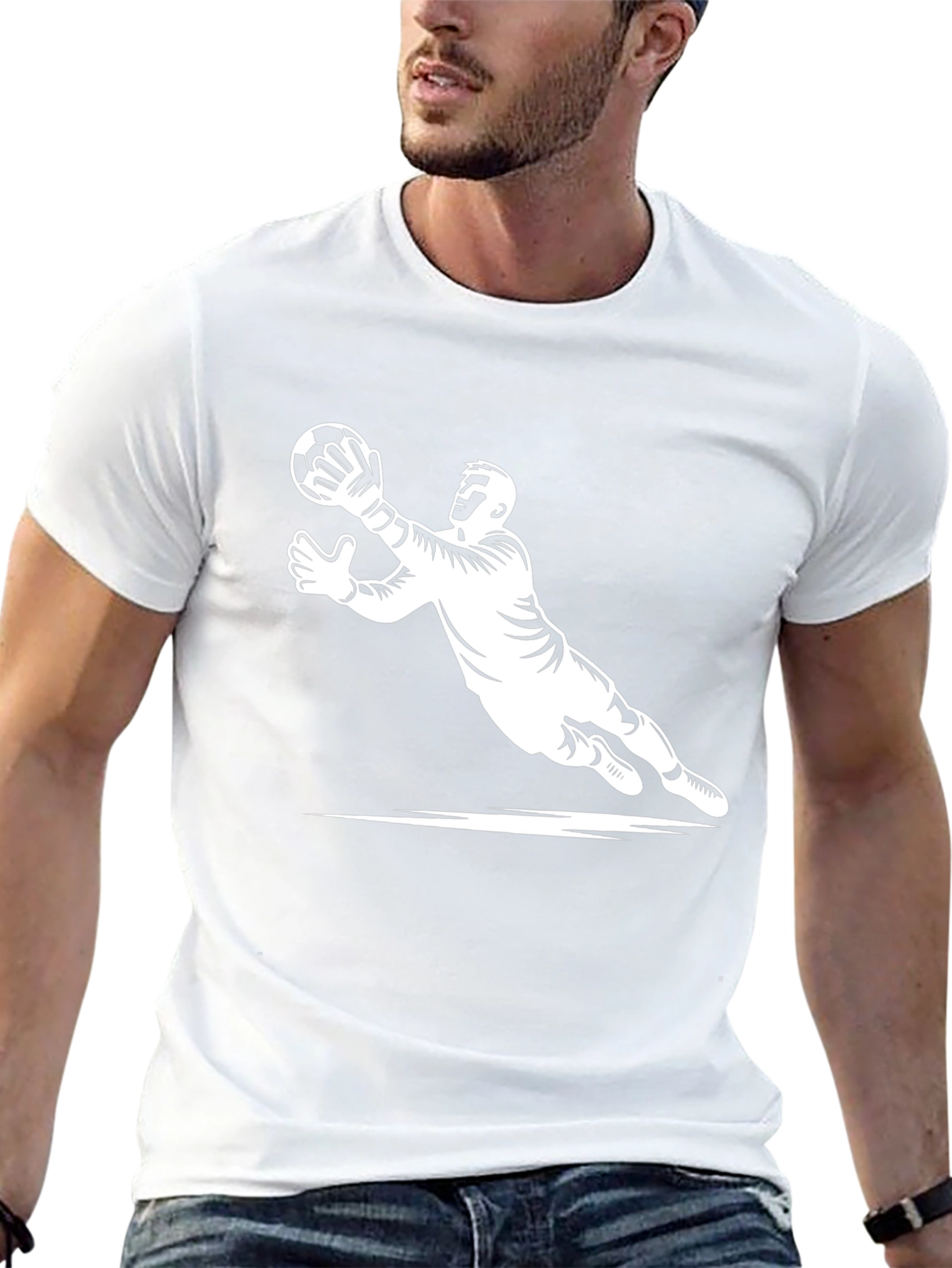 Goalkeeper Graphic T-Shirt - Black Sporty Design