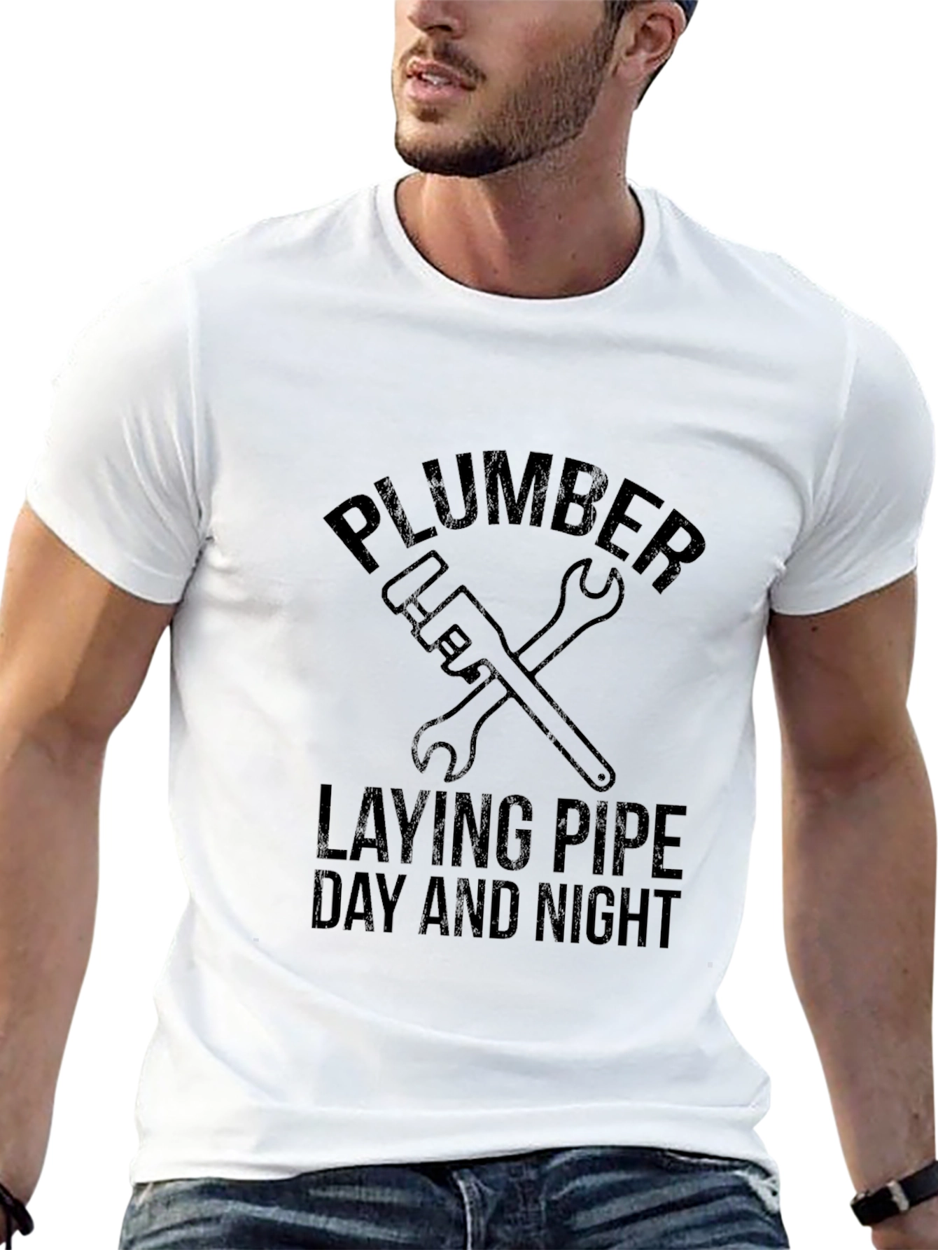 Plumber Laying Pipe Funny Graphic Tee