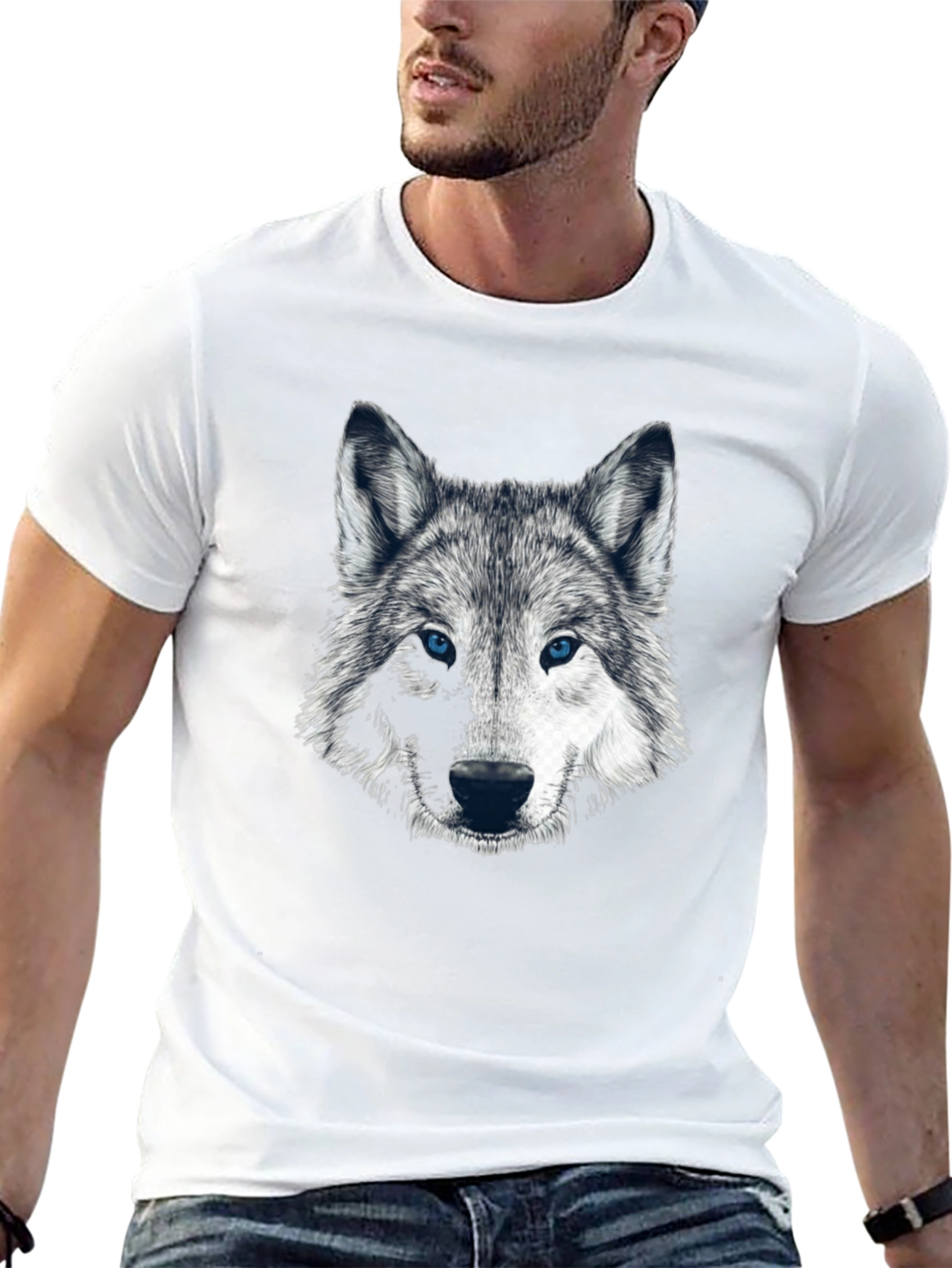 Wolf Graphic Print Black T-Shirt