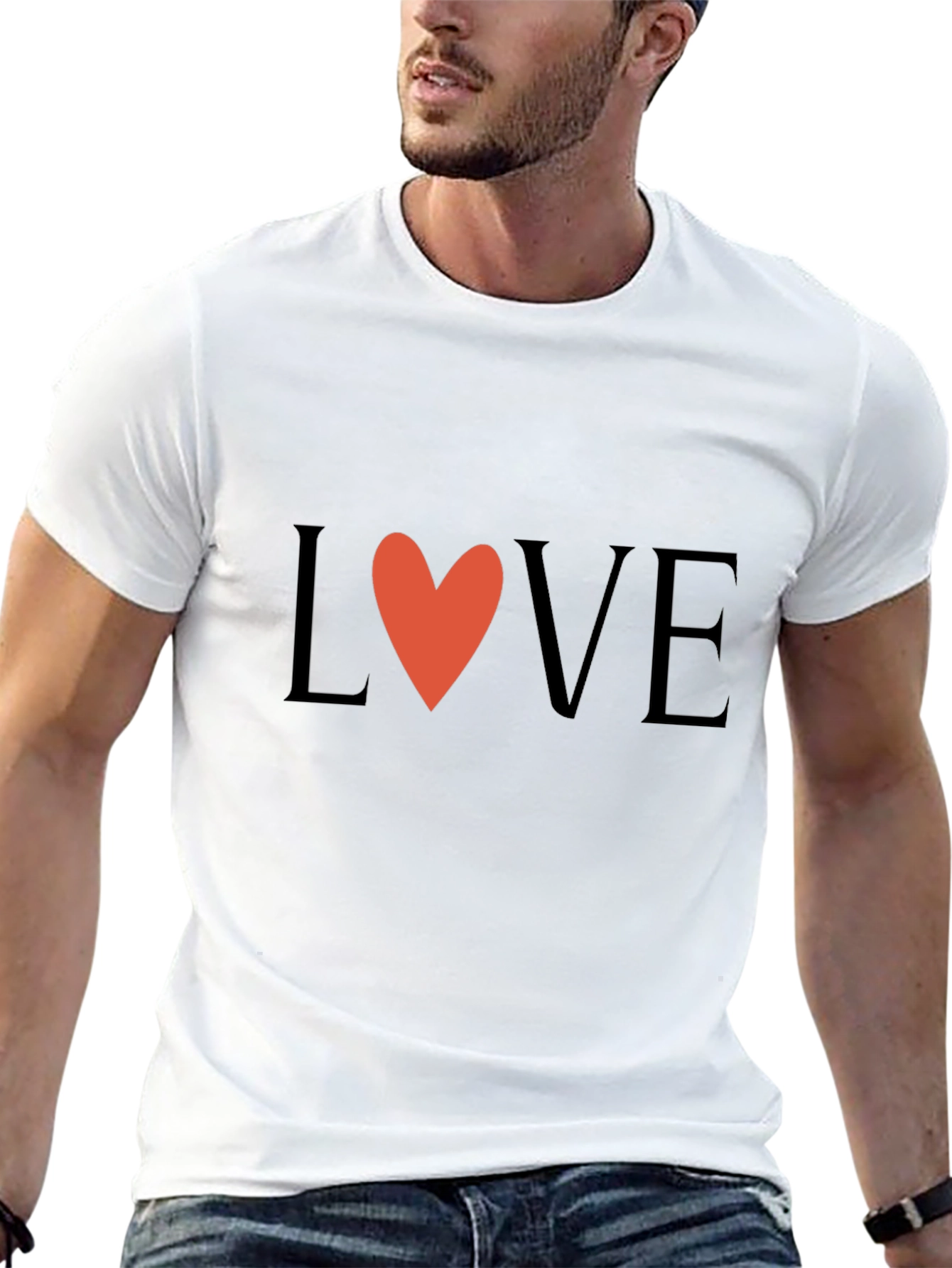 Love Heart Graphic Black T-Shirt