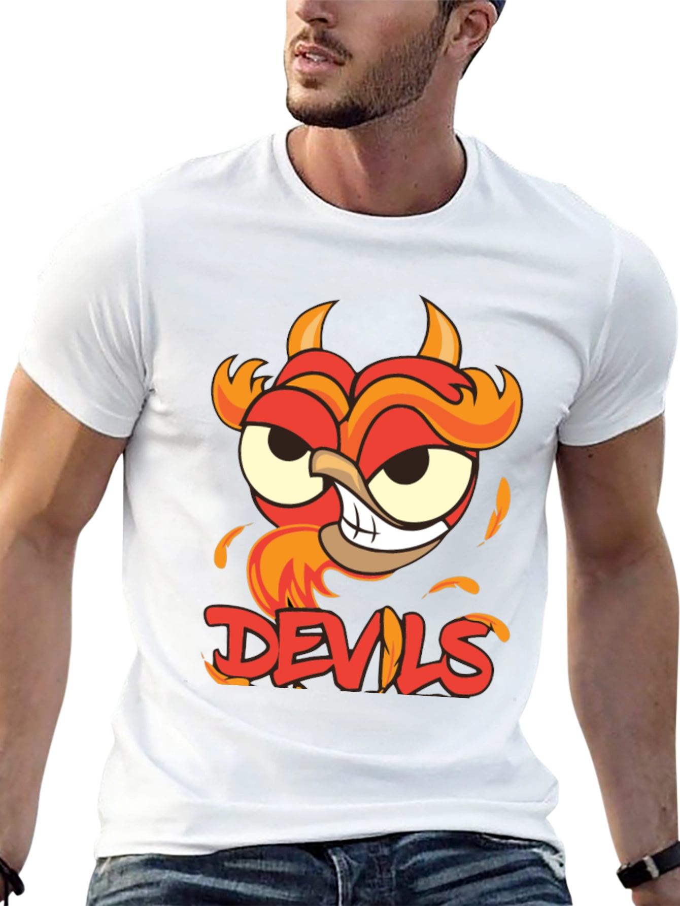 Devils Cartoon Graphic Black T-Shirt