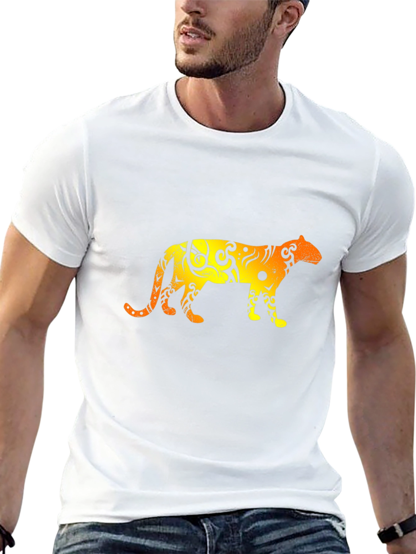 Tribal Jaguar Graphic T-Shirt - Black
