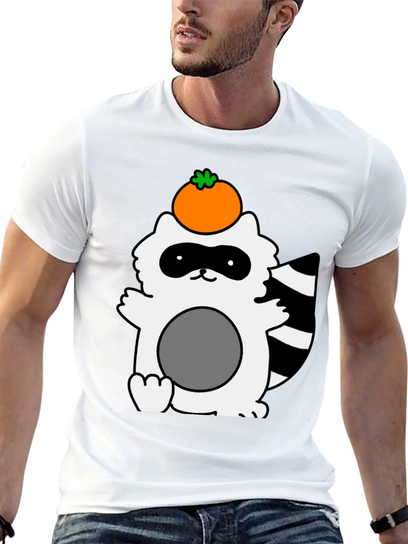 Cute Raccoon with Orange Fruit T-Shirt