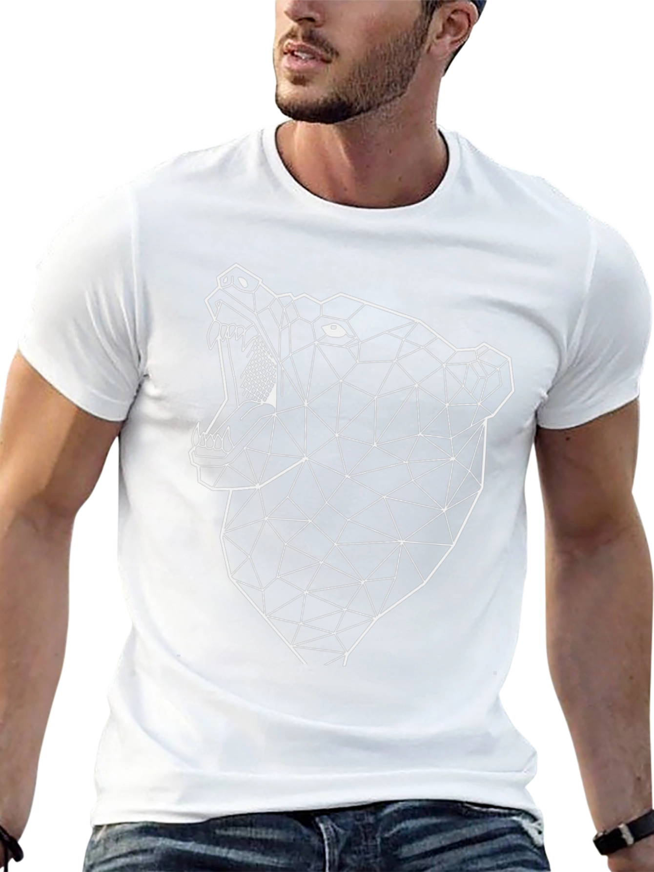 Geometric Bear Graphic Black T-Shirt