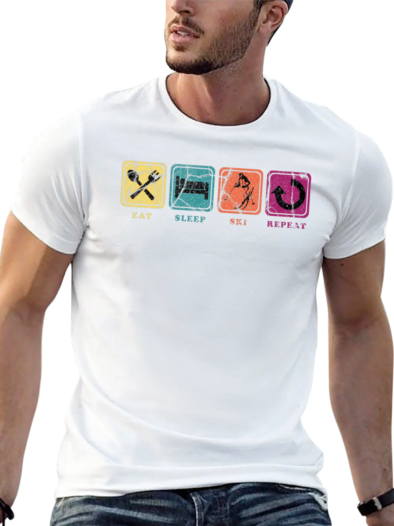 Eat Sleep Ski Repeat Graphic Tee