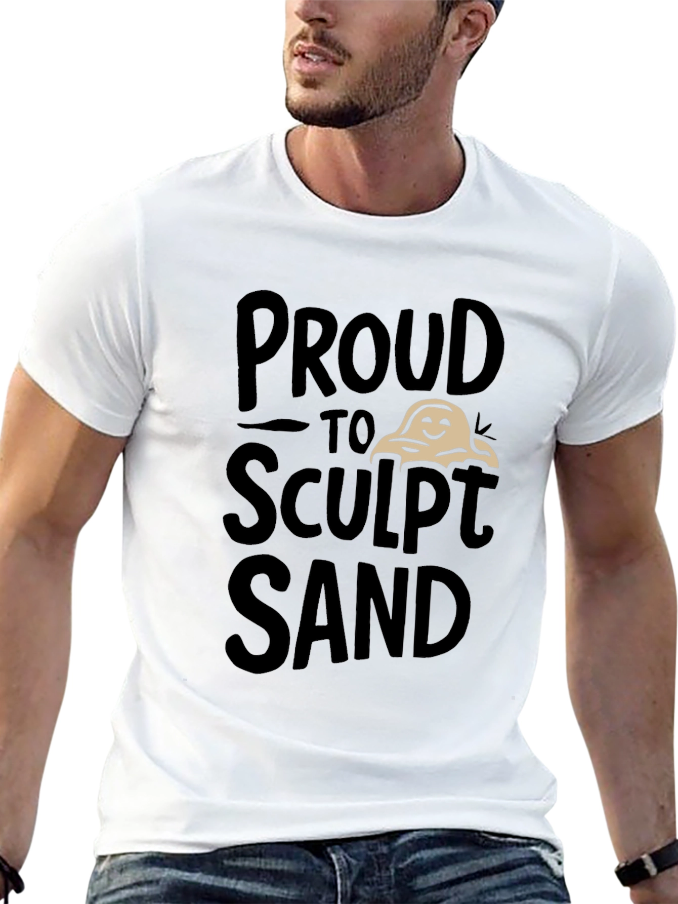 Proud to Sculpt Sand Black Graphic T-Shirt