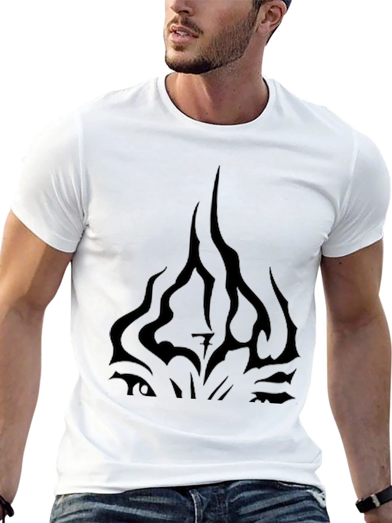 Black Graphic Tee - Abstract Design