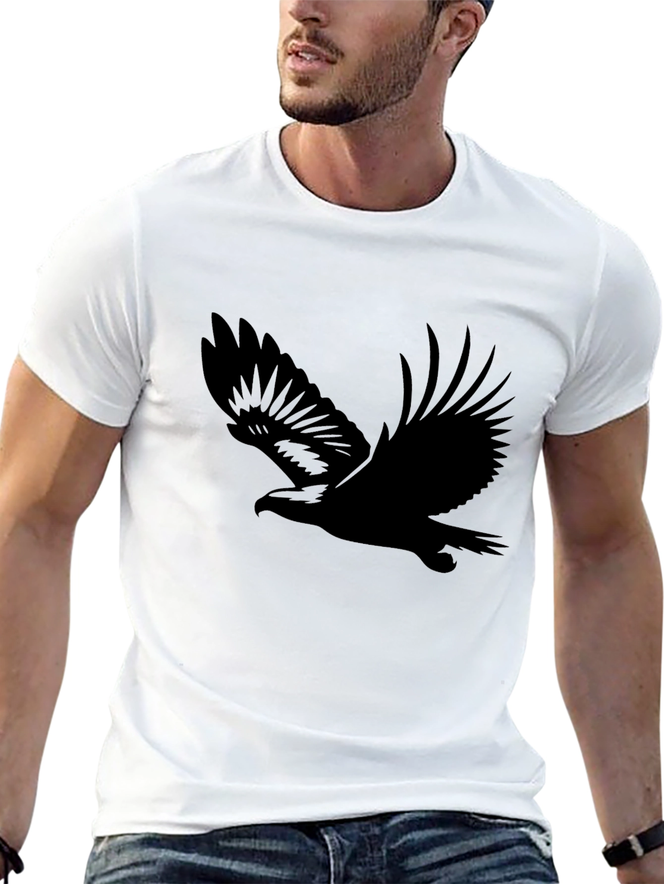 Mens Black Eagle Graphic T-Shirt